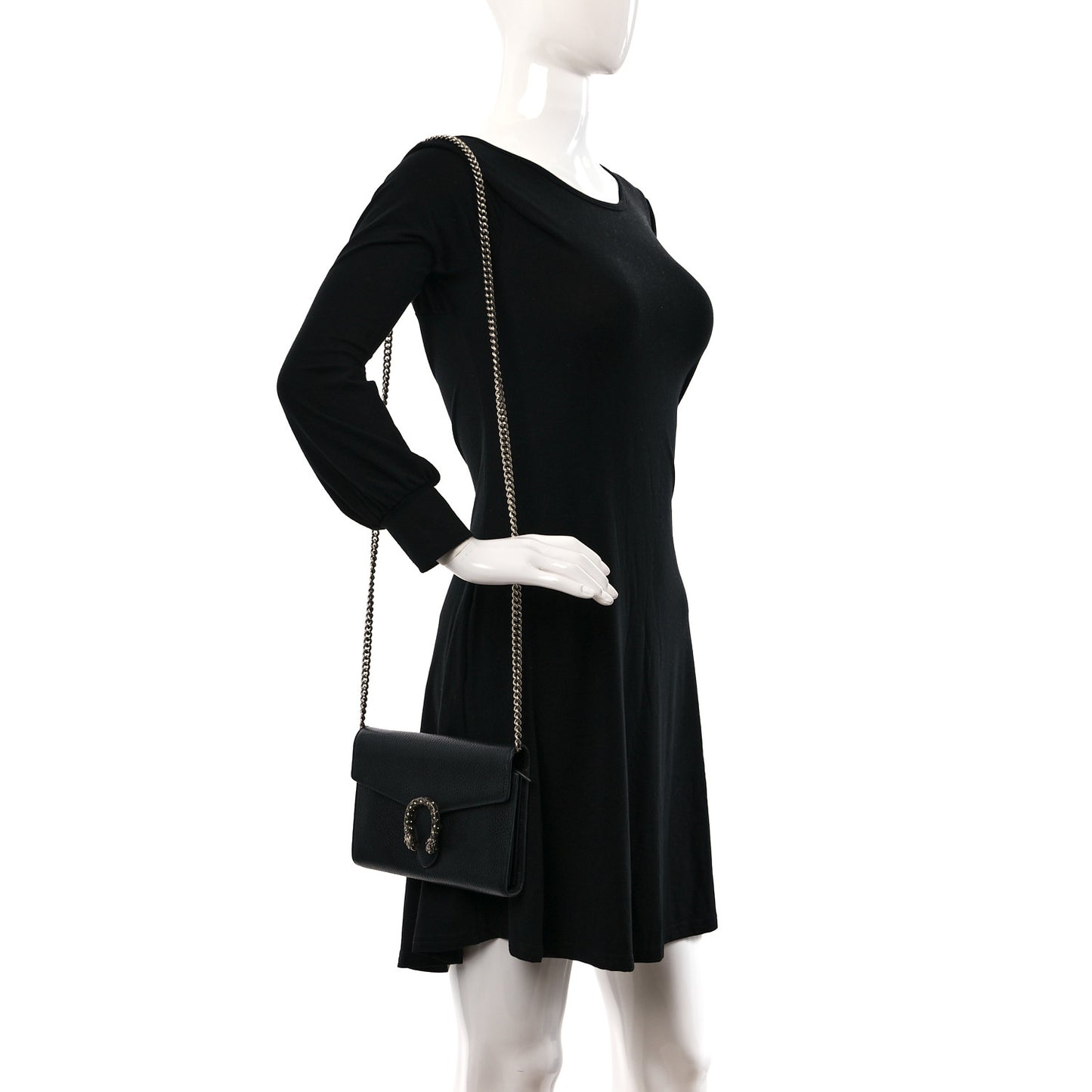 Calfskin Mini Dionysus Chain Wallet Black