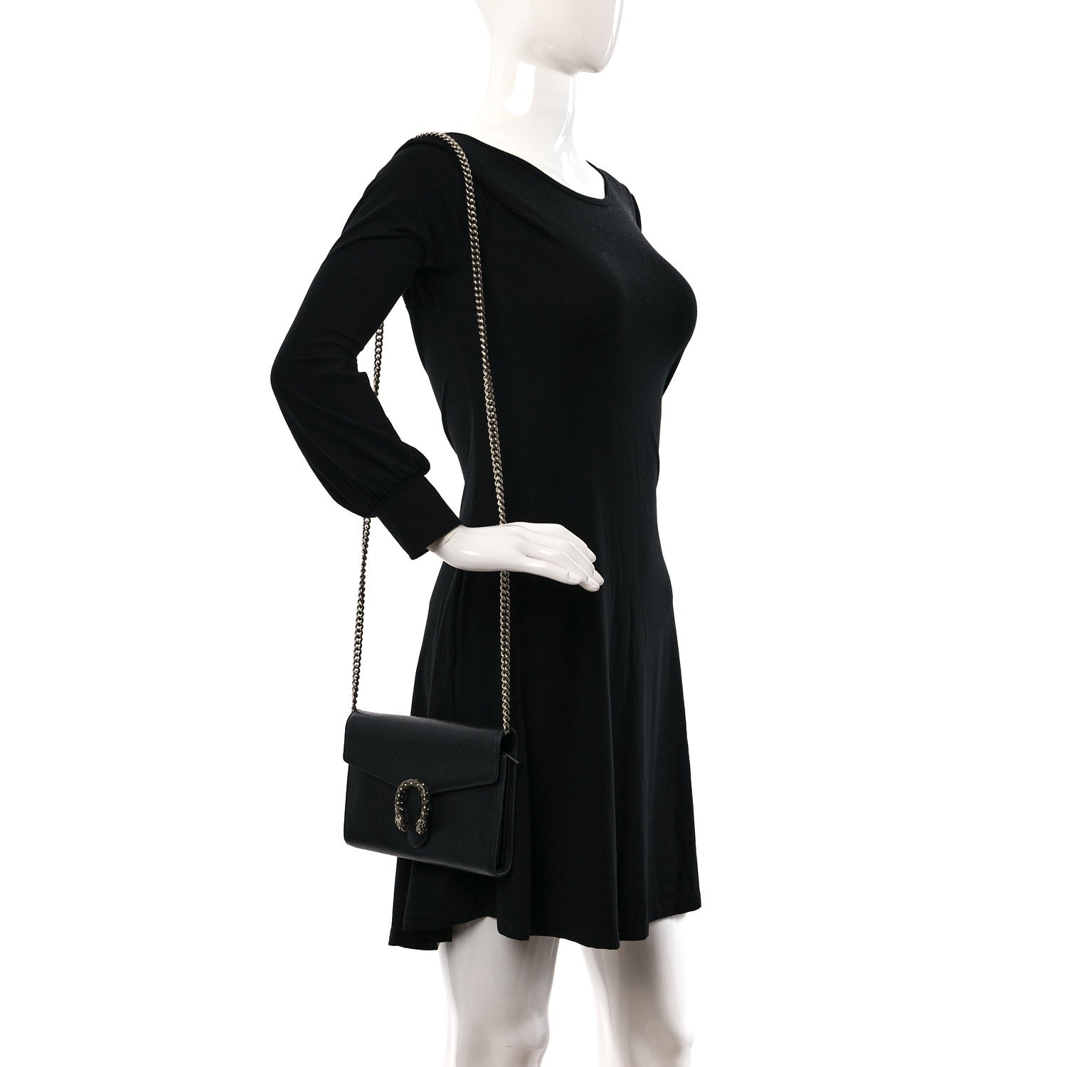 Gucci Calfskin Mini Dionysus Chain Wallet Black 2 of 10