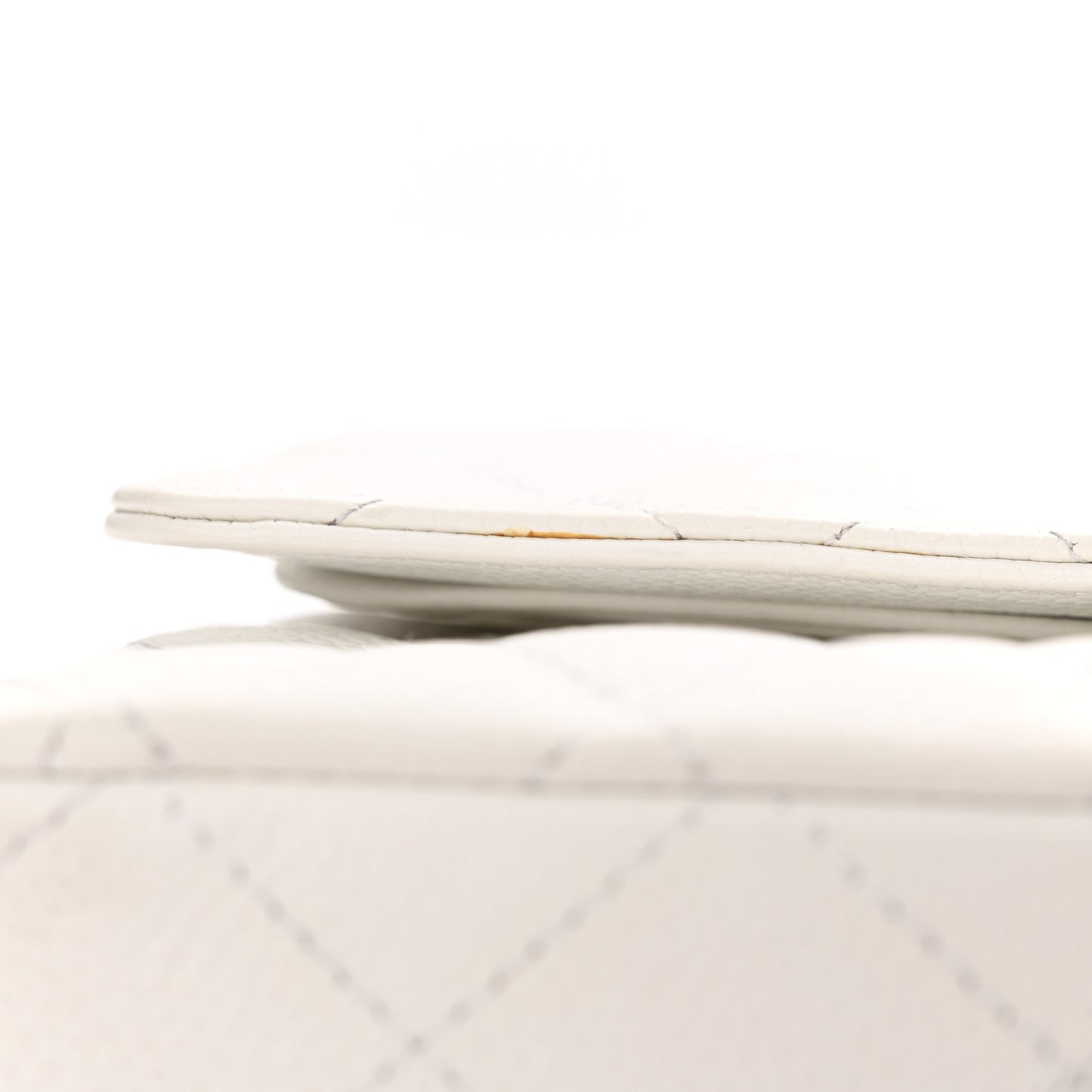 Caviar Quilted Medium Double Flap White