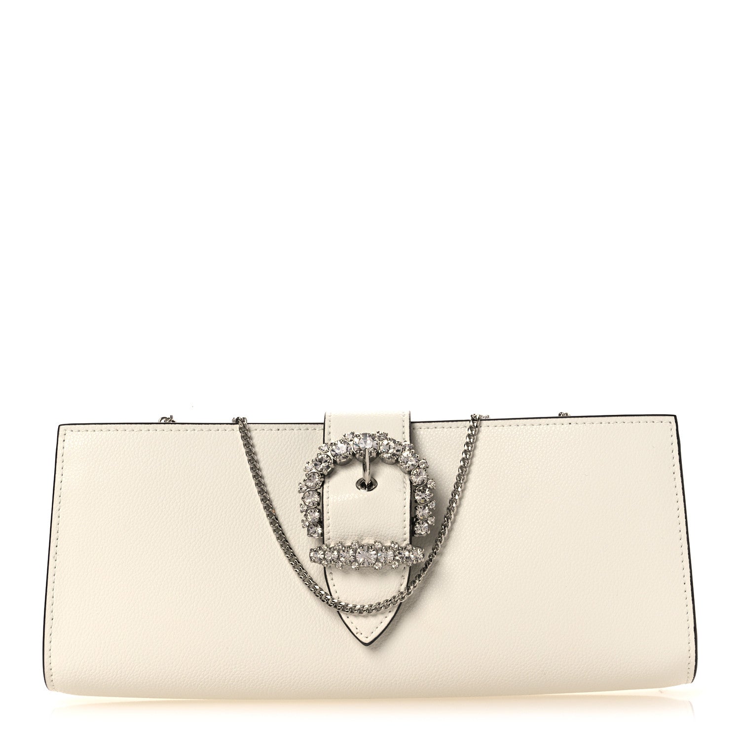 Jimmy Choo Calfskin Crystal Cheri Clutch White 1825254 – FASHIONPHILE