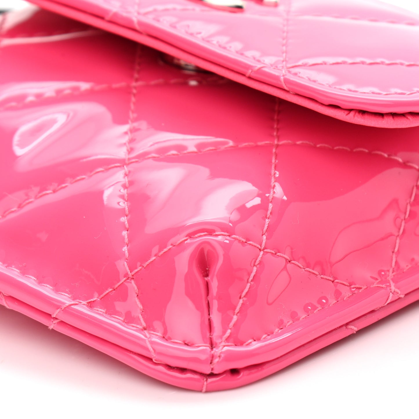 Patent Quilted Belt In Love Double Mini Flap Waist Bag Black Pink
