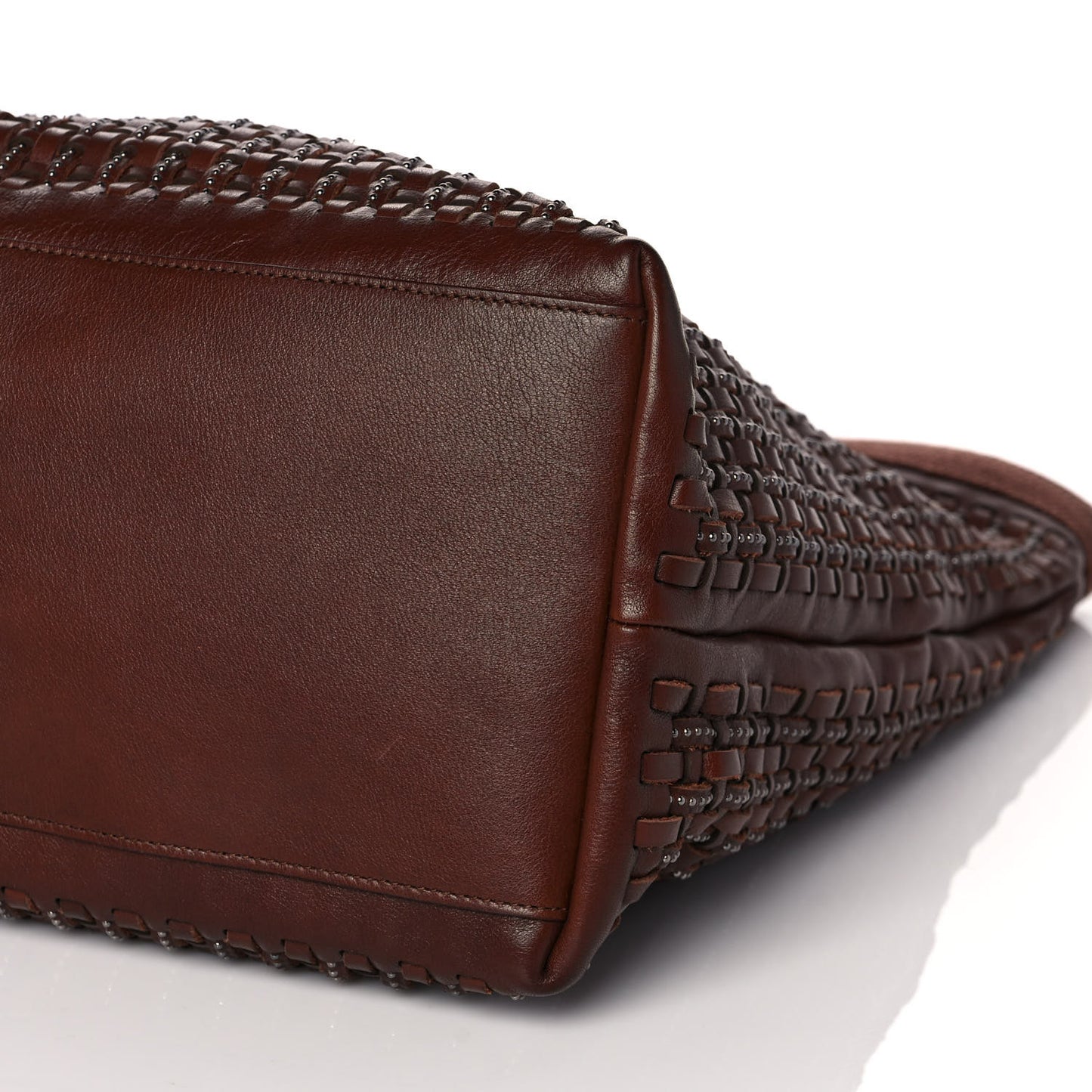 Calfskin Woven Patti Tote Brown
