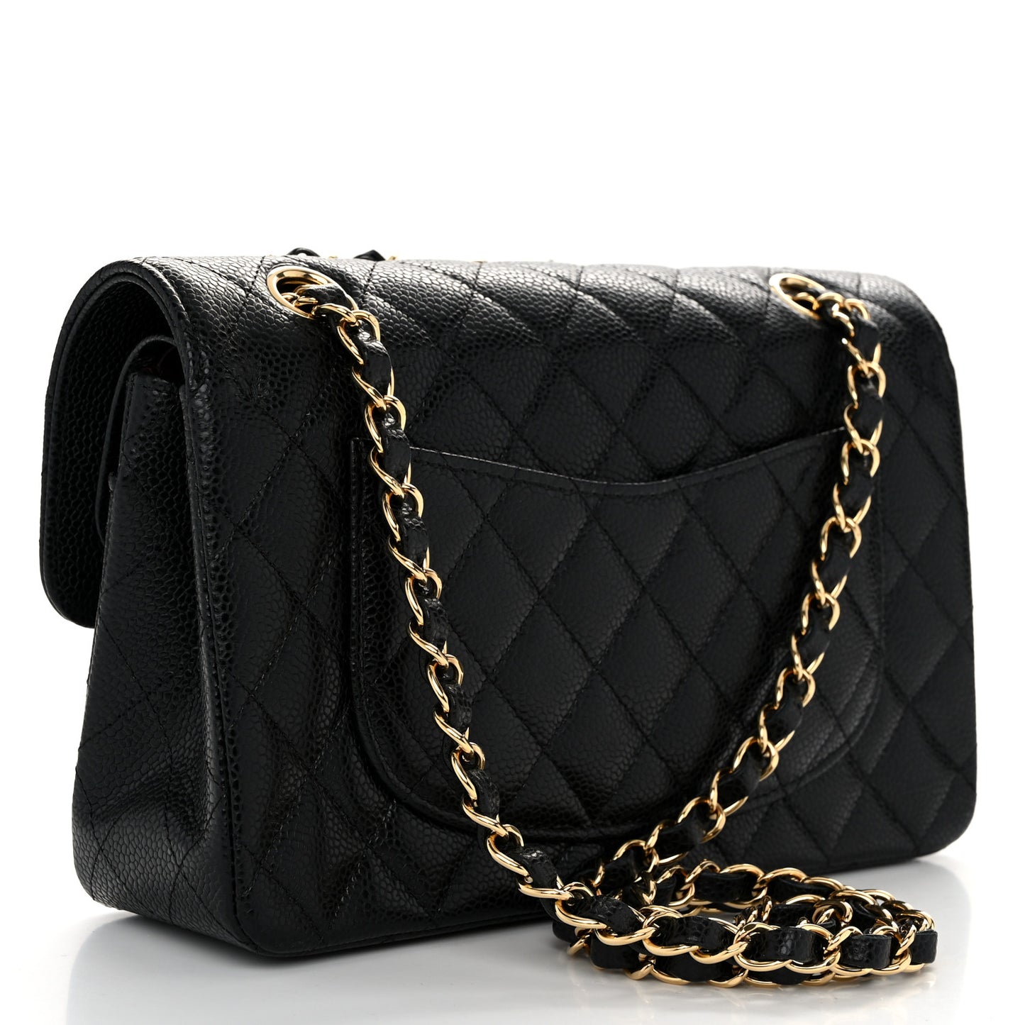 Caviar Quilted Small Double Flap Black