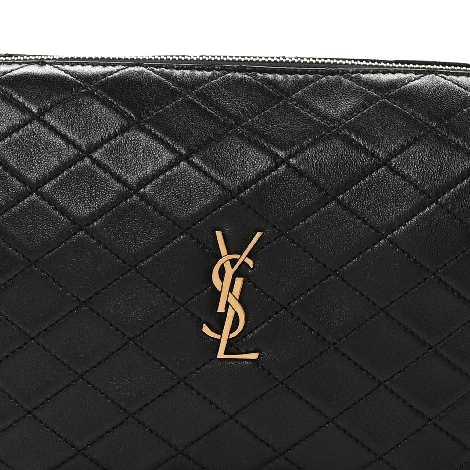 Saint Laurent Lambskin Quilted Gaby Cosmetic Pouch Black 8 of 11