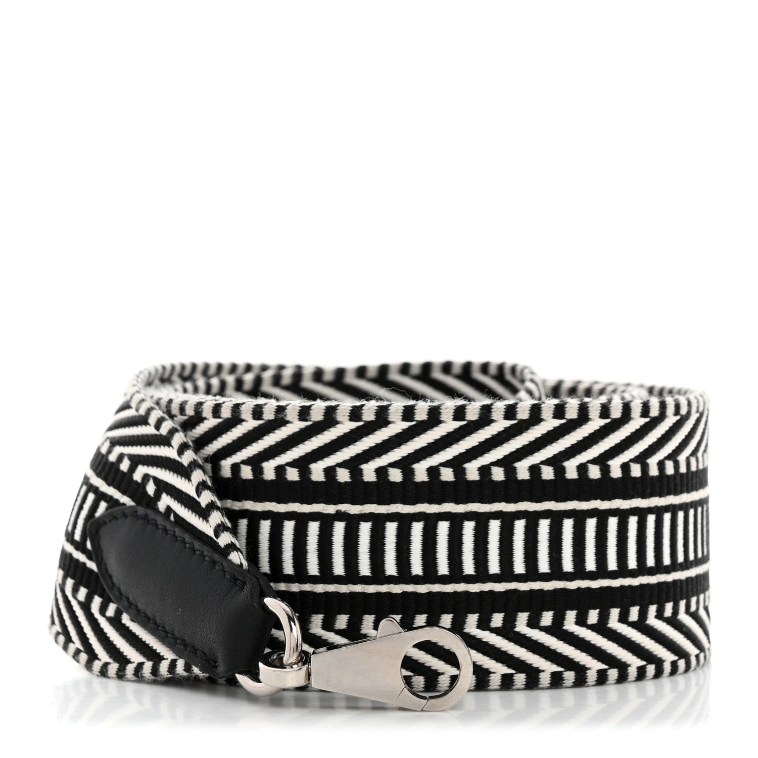 Hermes Toile Swift 50mm Sangle Cavale Shoulder Strap Black Ecru 1 of 5