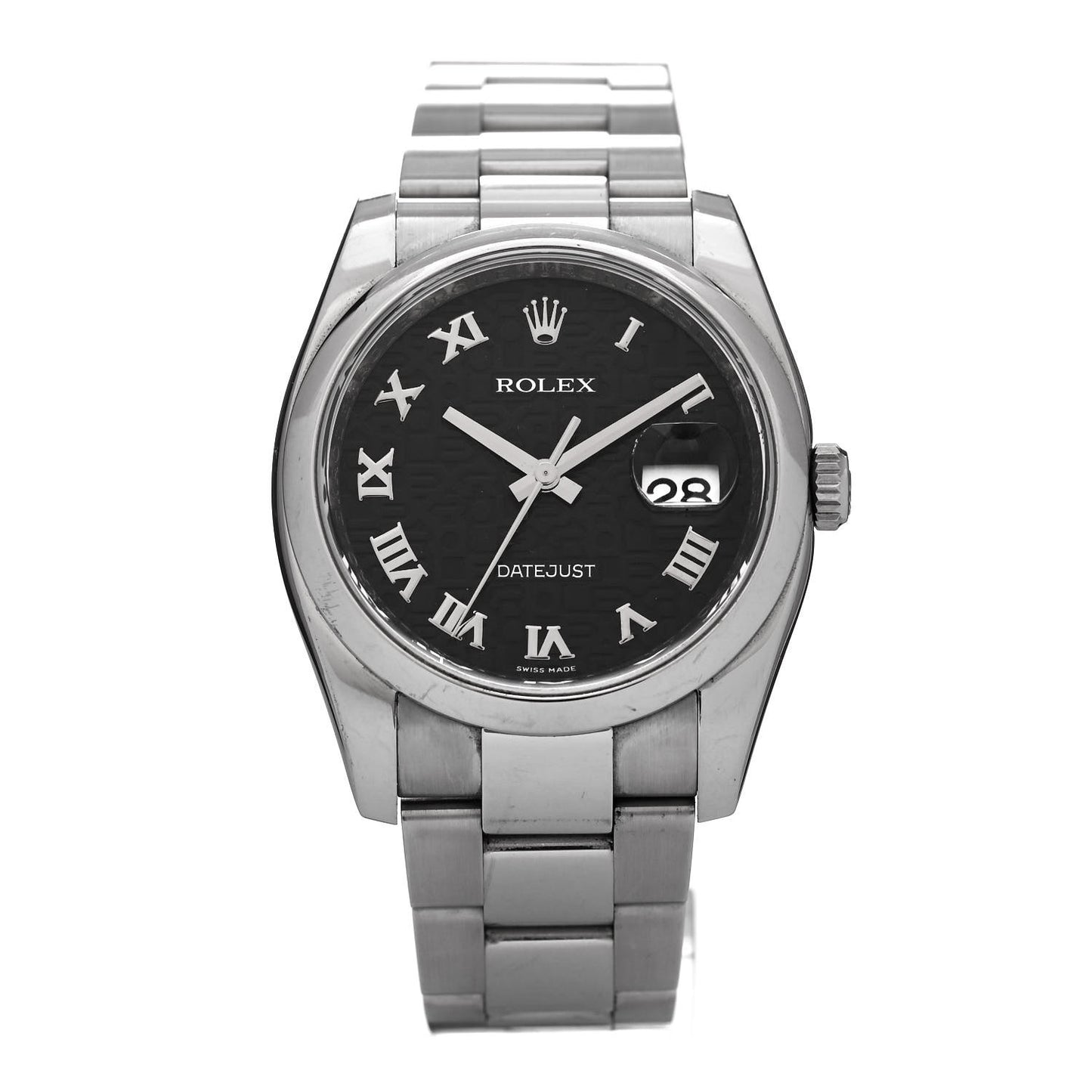 Stainless Steel 36mm Oyster Perpetual Datejust Watch Black Jubilee Roman 116200