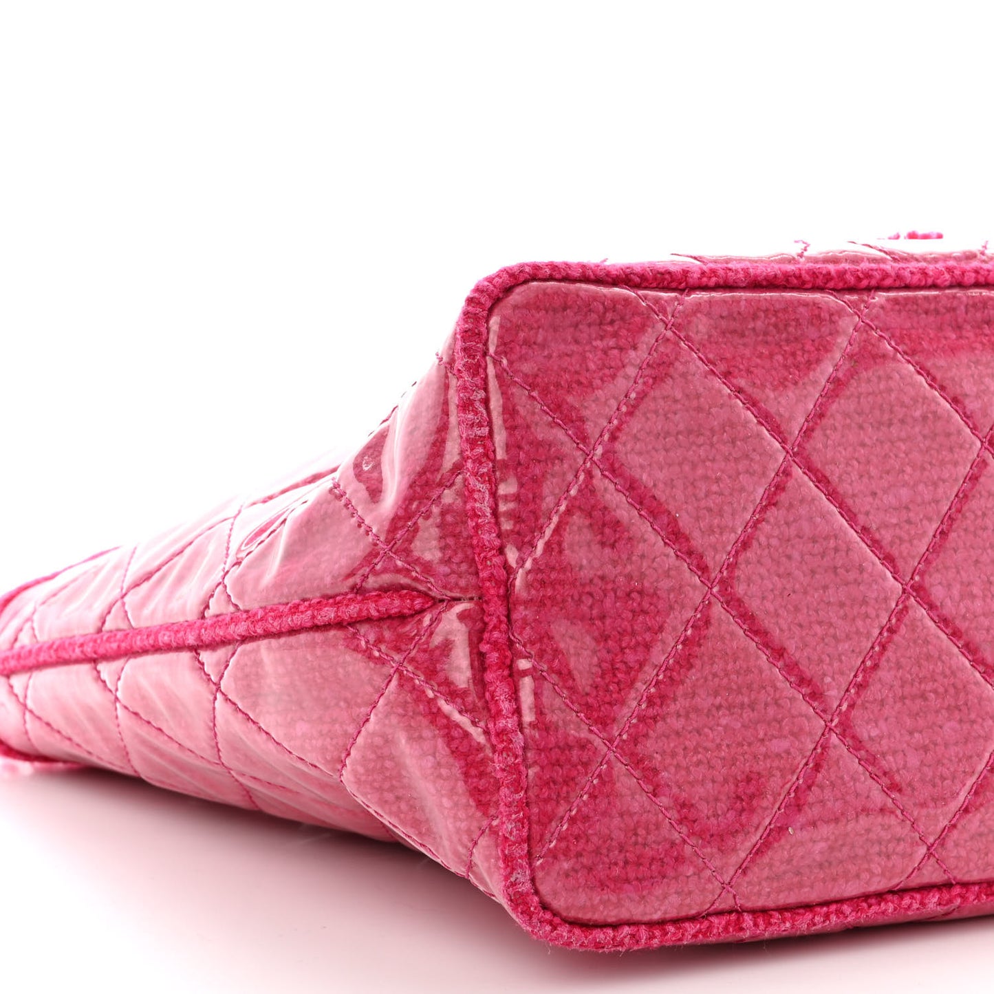 Vinyl Quilted Funny Tweed Tote Fuchsia