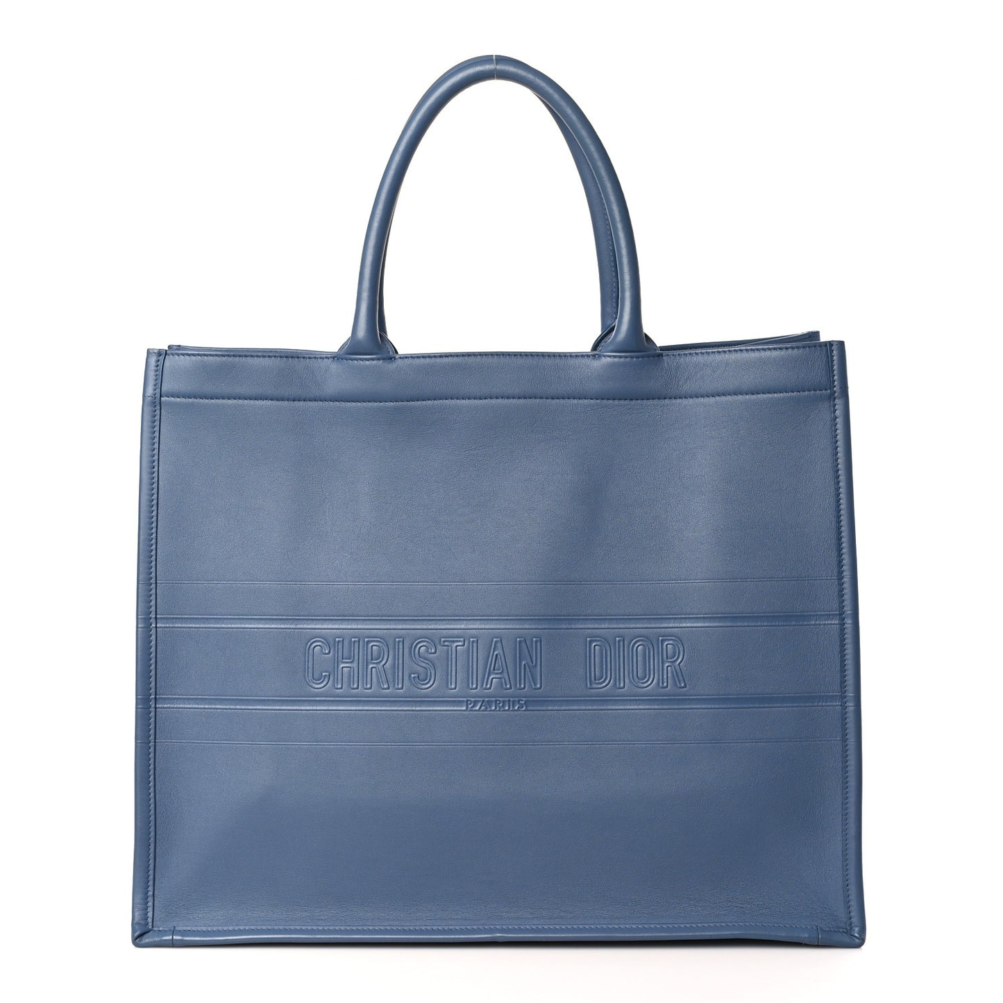 Calfskin Embossed Large Book Tote Blue