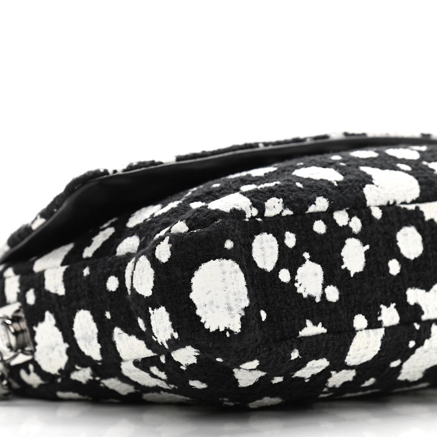 Tweed Paint Splatter Print Flap Black White