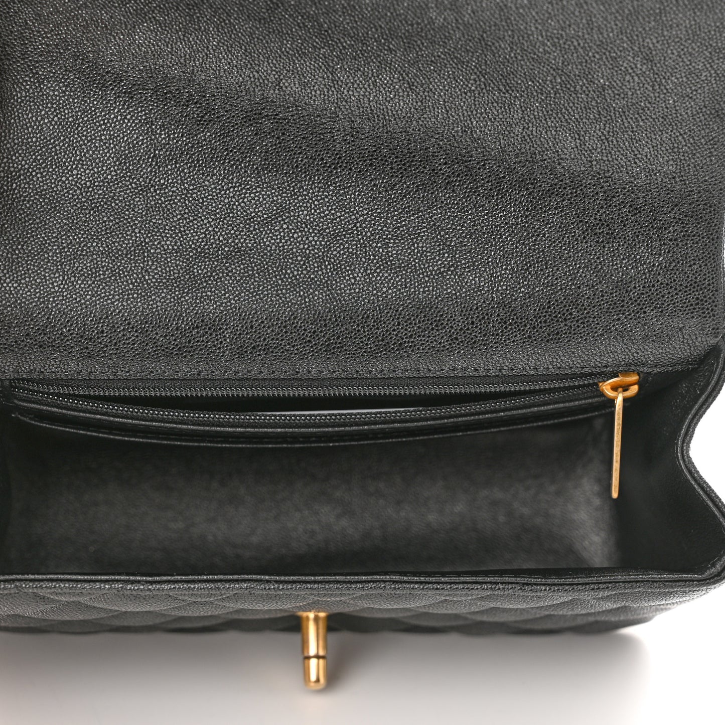 Caviar Quilted Mini Top Handle Rectangular Flap Black