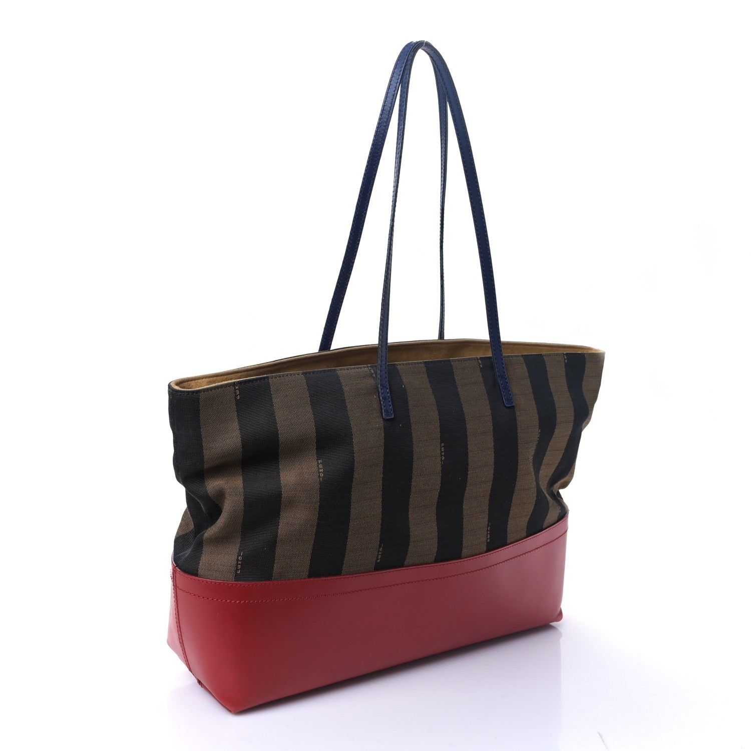 Fendi Pequin Cuoio Vegetale Medium Roll Tote Tobacco Rosso Blue 3 of 9