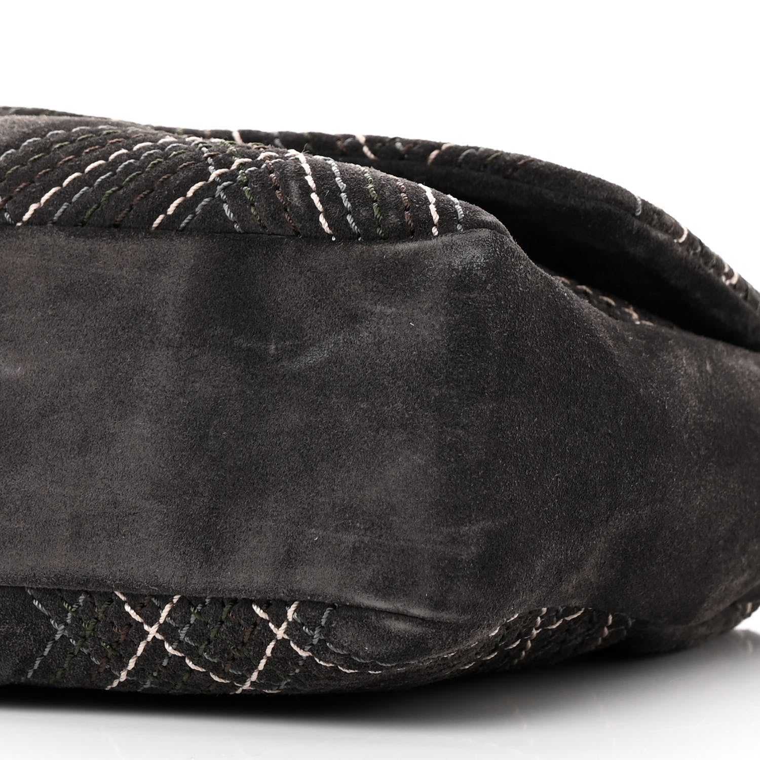 Chanel Suede Stitched Jumbo Saltire Single Flap Grey 10 of 11