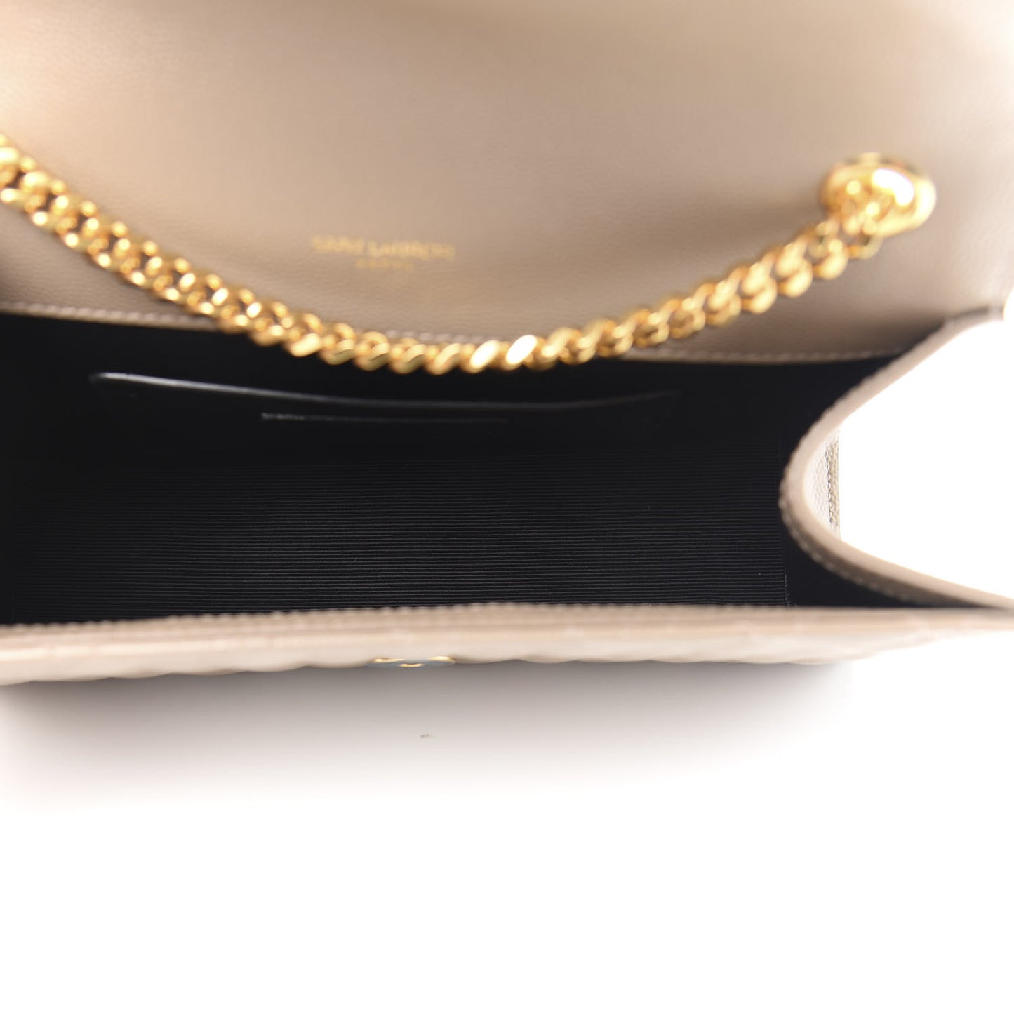 Grain De Poudre Textured Mixed Matelasse Triquilt Small Monogram Satchel Dark Beige