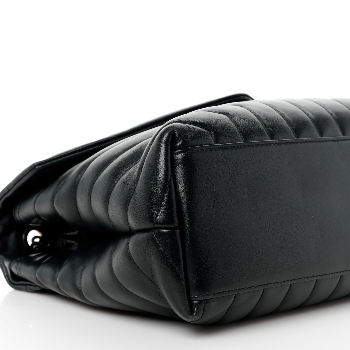 SAINT LAURENT Calfskin Y Quilted Monogram Monochrome Medium Loulou Chain Satchel Black