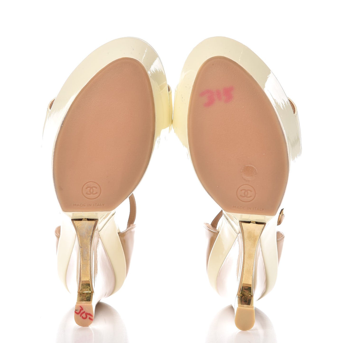 Patent CC Wedge Sandals 40.5 Nude Beige