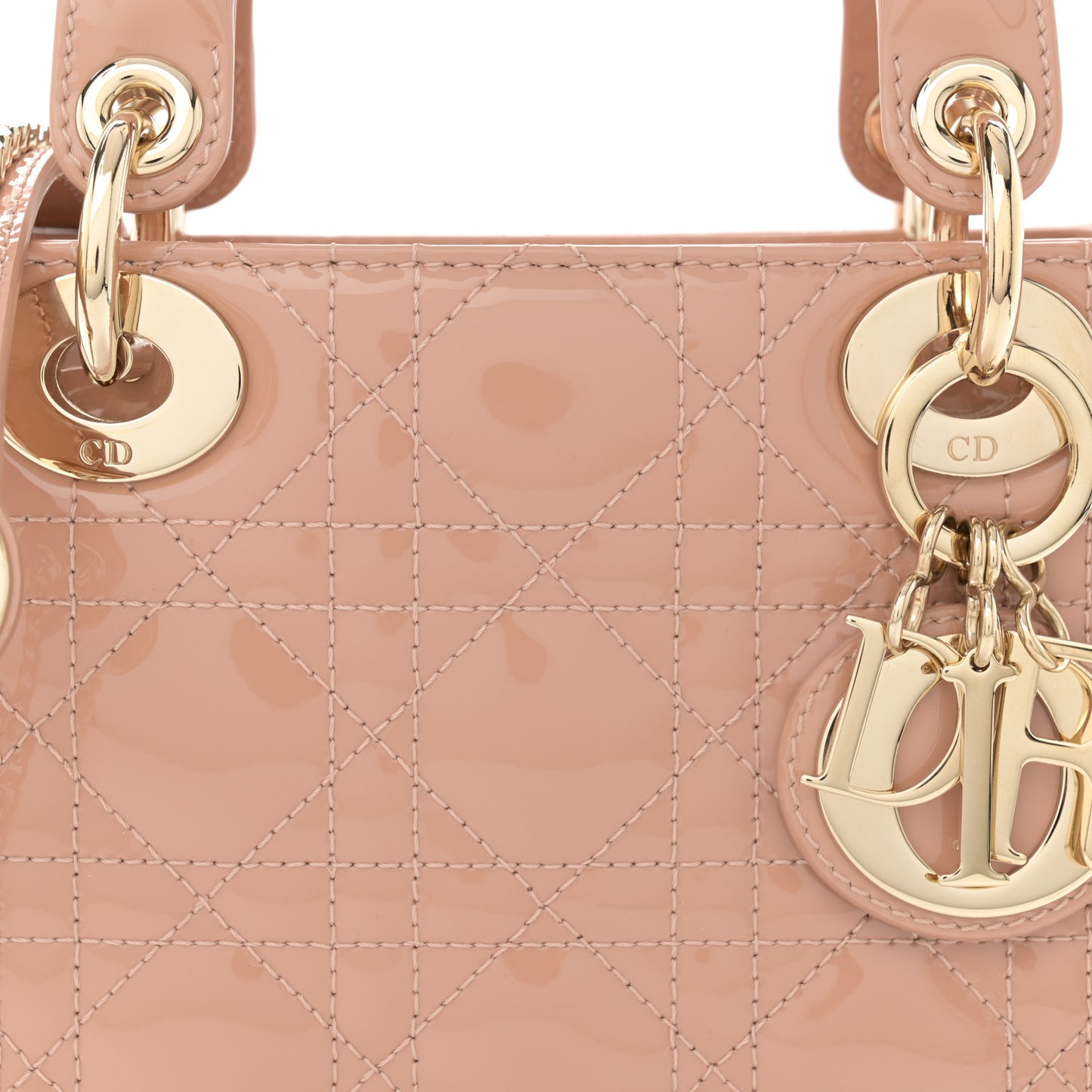 Patent Cannage Mini Lady Dior Rose Des Vents
