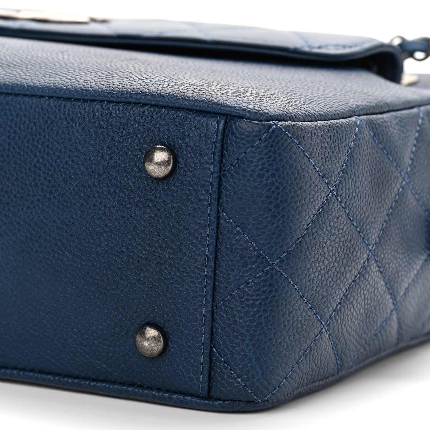 Caviar Lambskin Quilted Coco Break Camera Case Navy Blue