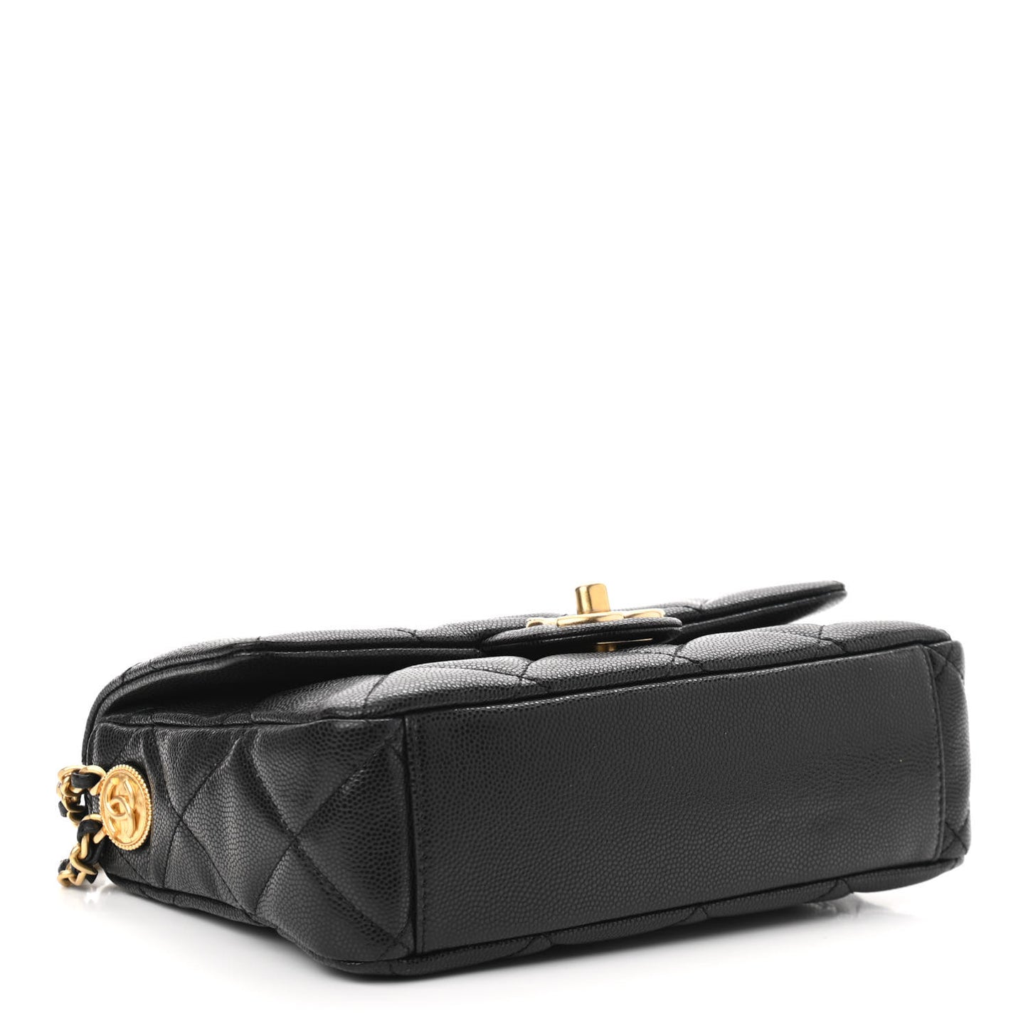 Caviar Quilted Small Twist Your Buttons Flap Black