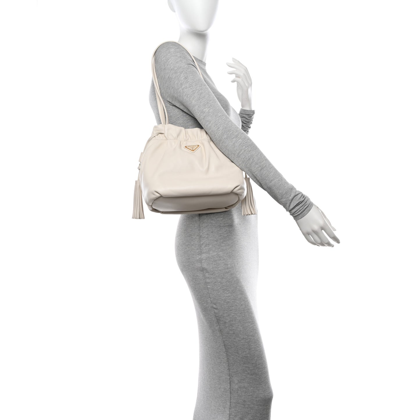 Nappa Drawstring Tote White