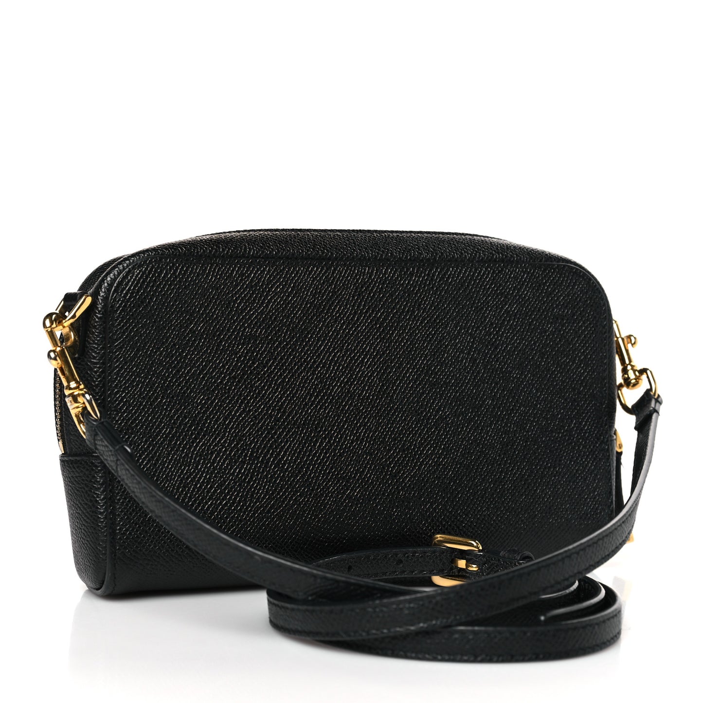 Grained Calfskin Caro Double Pouch Black