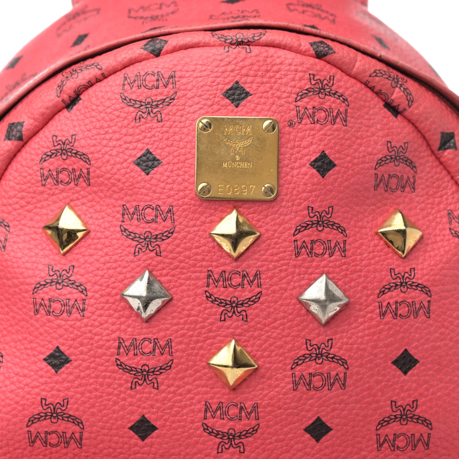 MCM Visetos Medium Sprinkle Stud Stark Backpack Corail 8 of 17