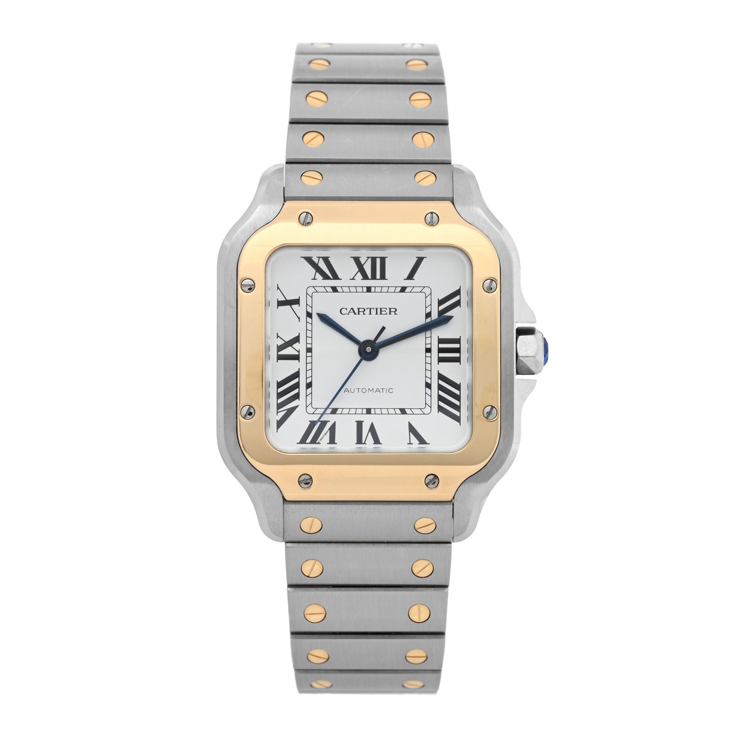 Stainless Steel 18K Yellow Gold 35mm Santos De Cartier Automatic Watch
