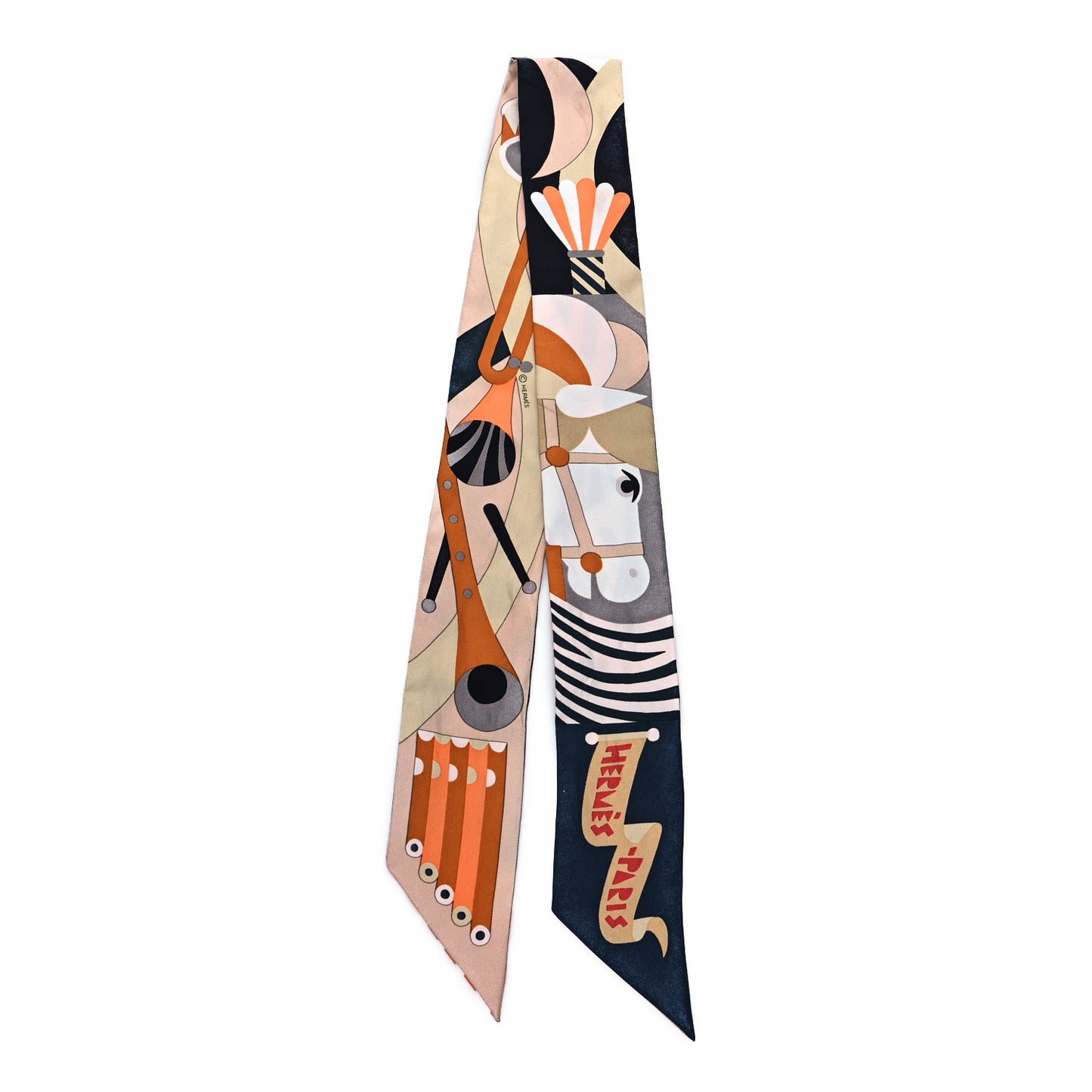 Silk Parade En Fanfare Twilly Noir Caramel Gris