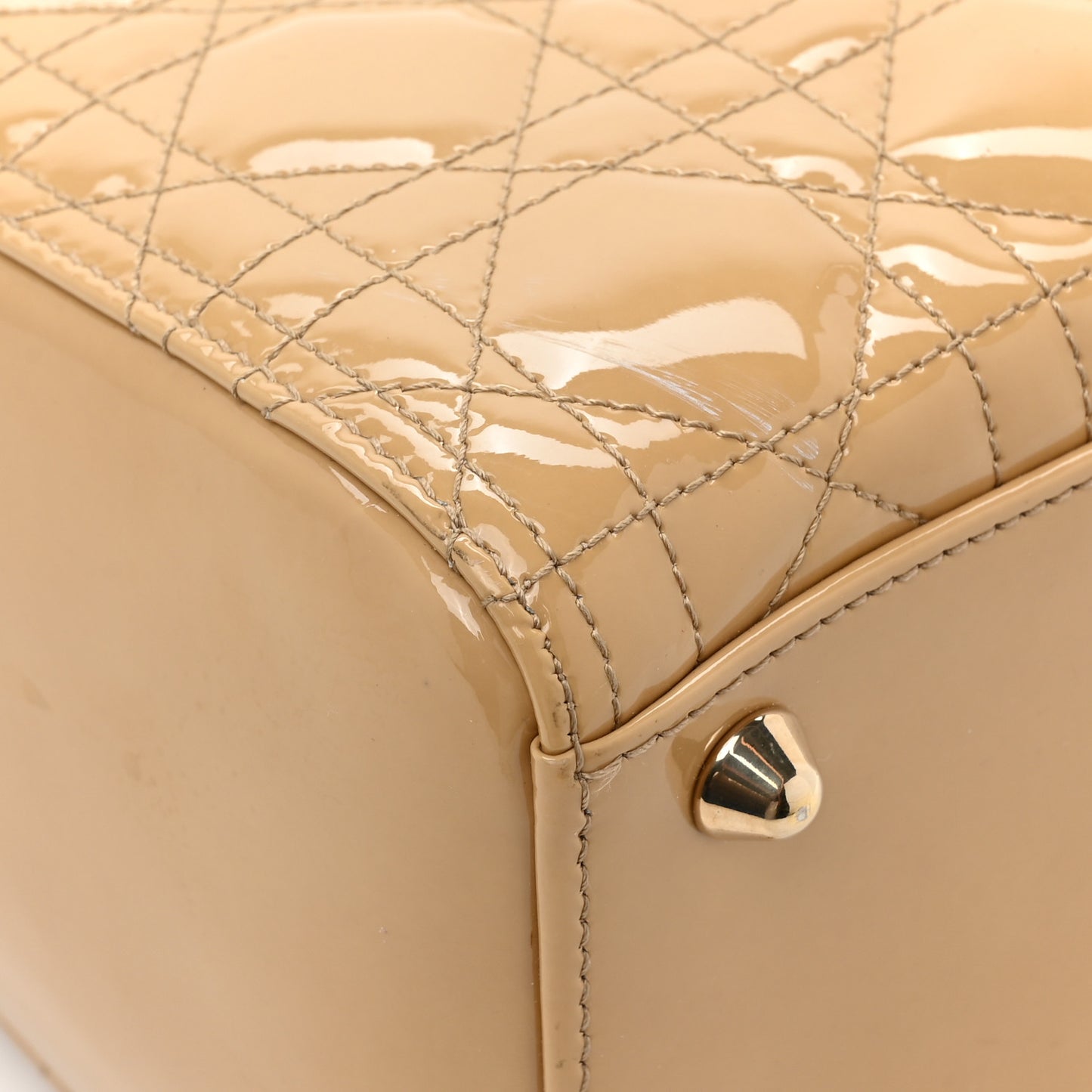 Patent Cannage Large Lady Dior Beige
