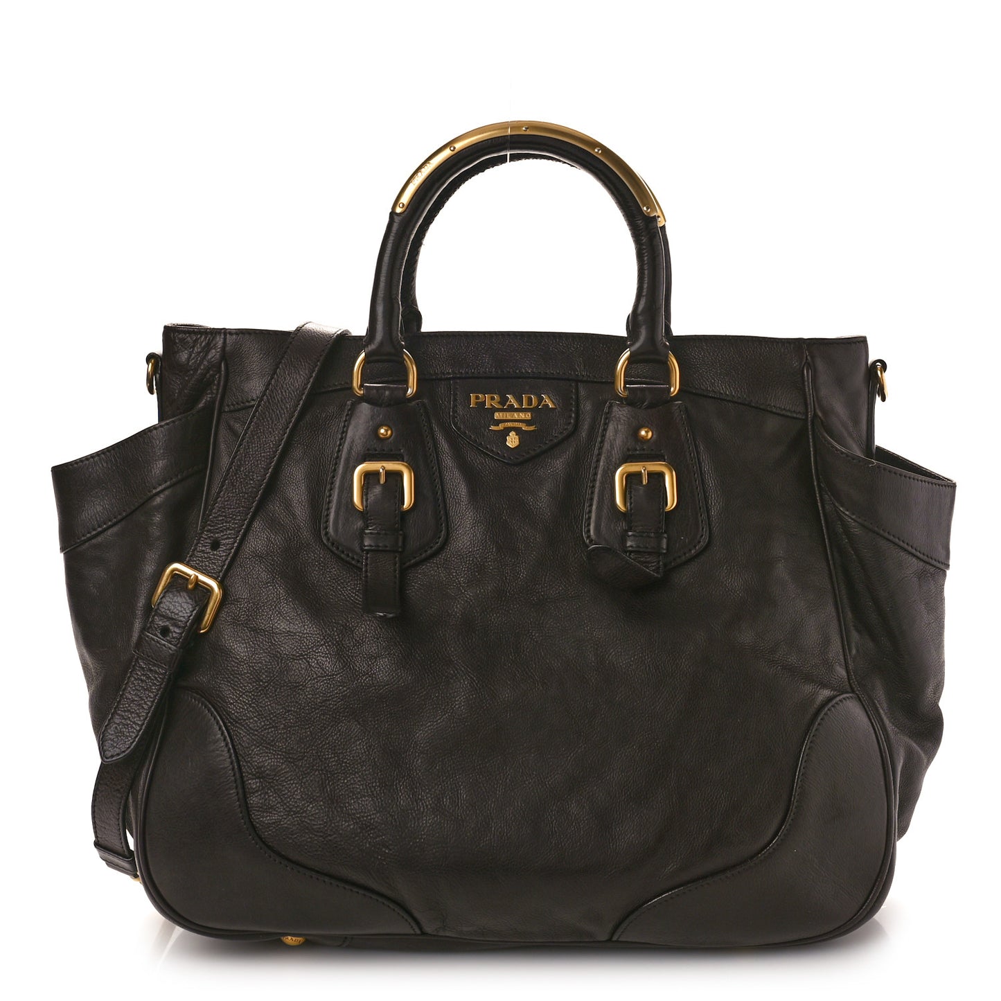 Glace Calf Large Dome Satchel Brown