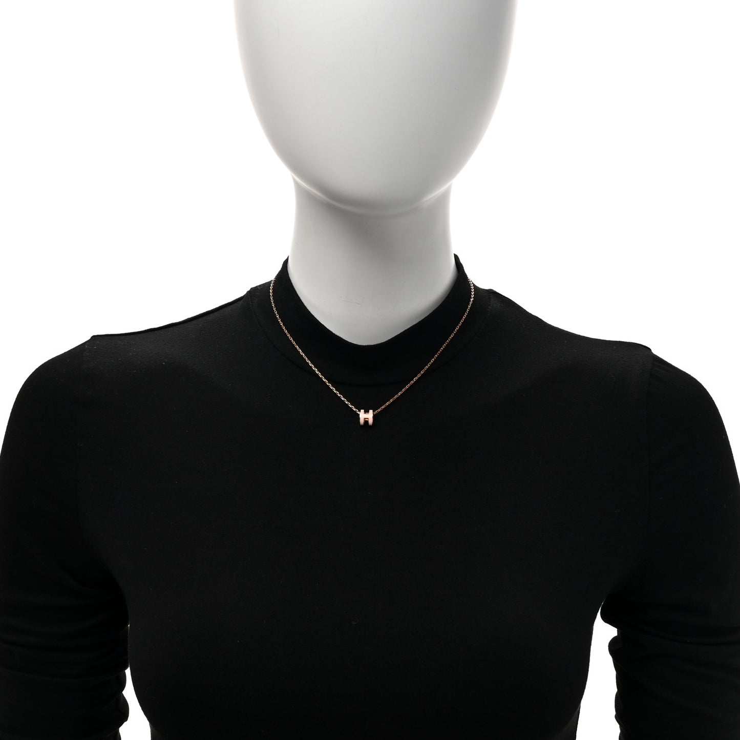 Lacquered Rose Gold Mini Pop H Pendant Necklace Rose Dragee
