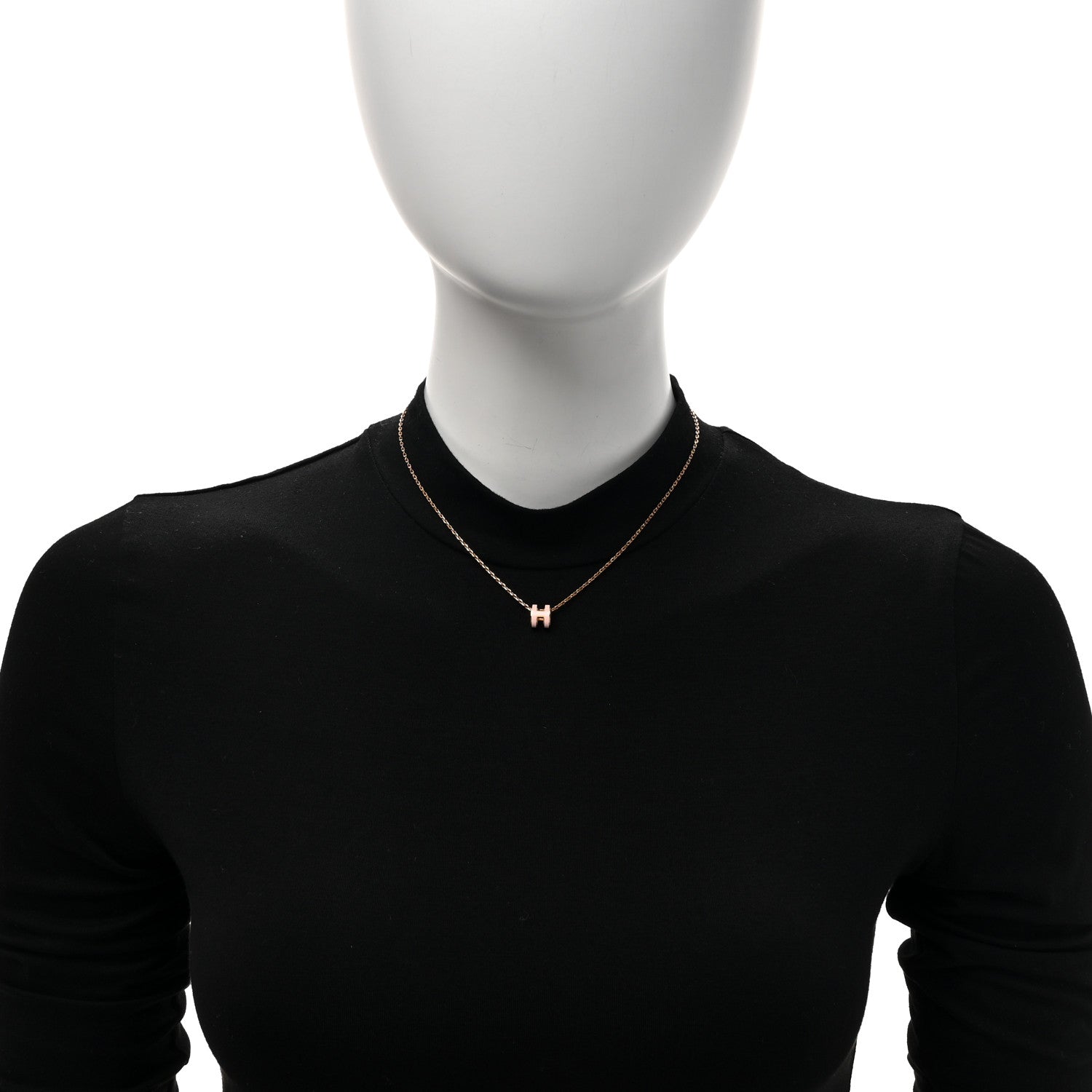 Hermes Lacquered Rose Gold Mini Pop H Pendant Necklace Rose Dragee 2 of 6