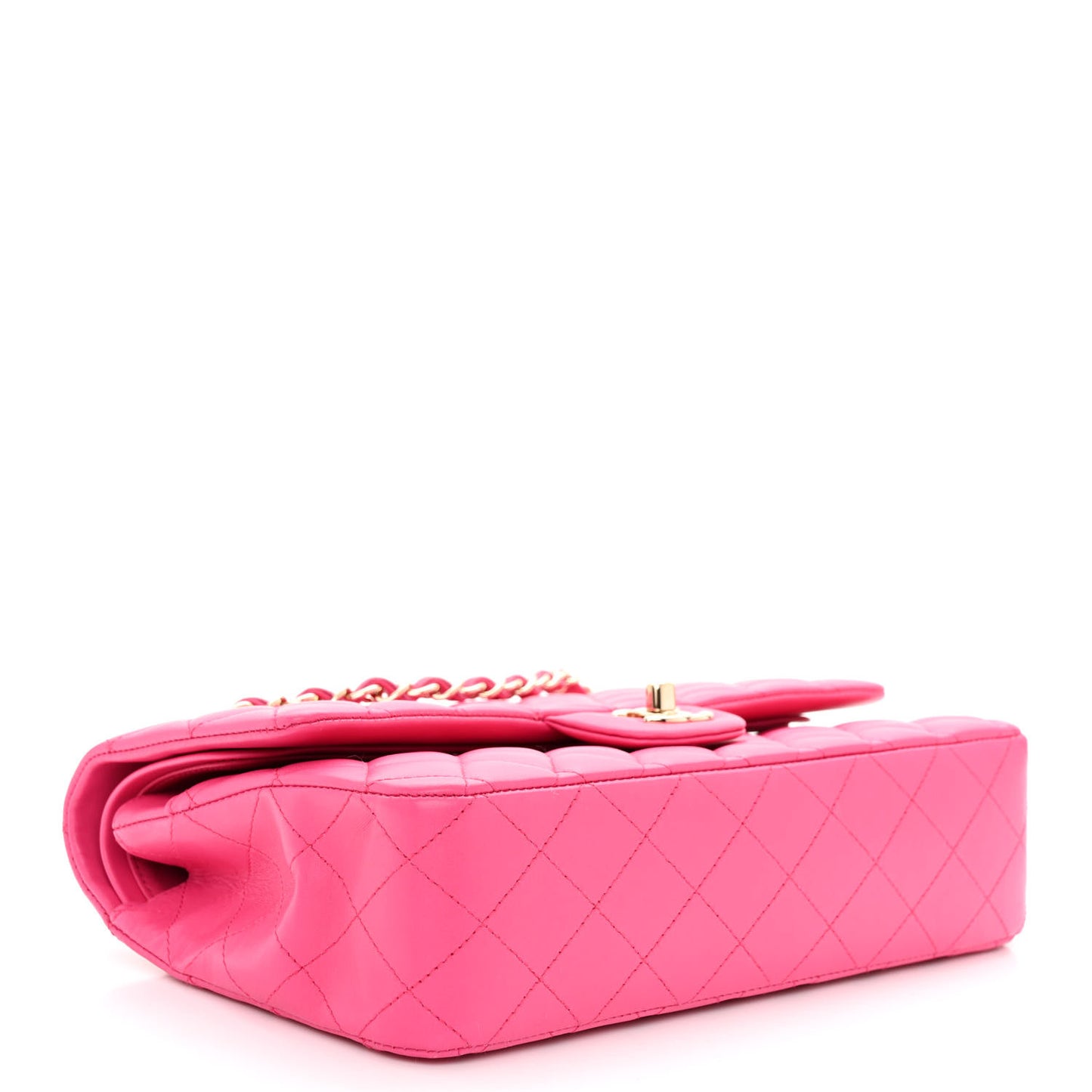 Lambskin Quilted Medium Double Flap Fuchsia