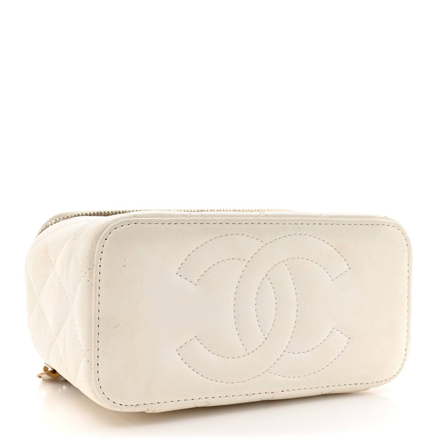 Chanel Lambskin Quilted Small CC Dynasty Vanity Case With Chain White 4 of 19