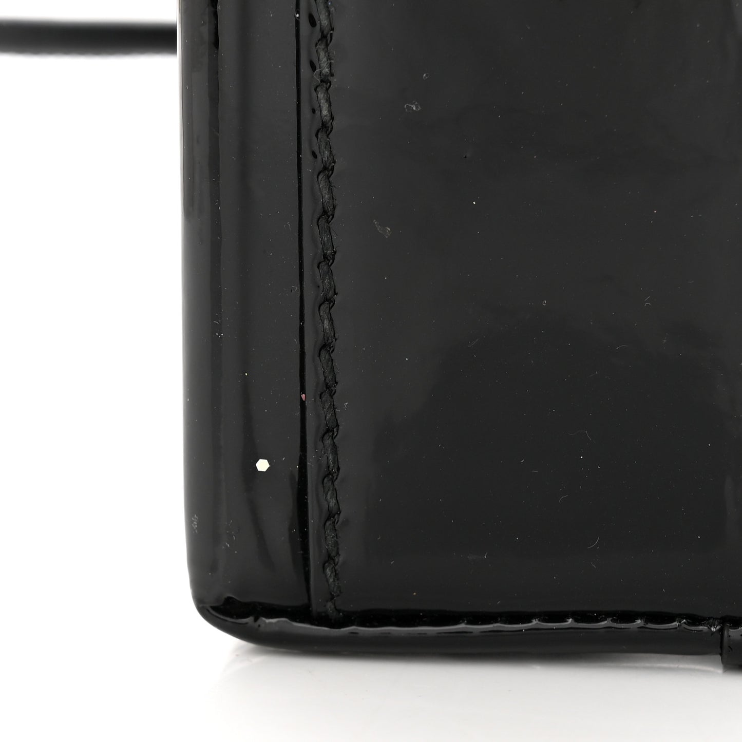 Patent Calfskin Logo Shopping Tote XXS Black