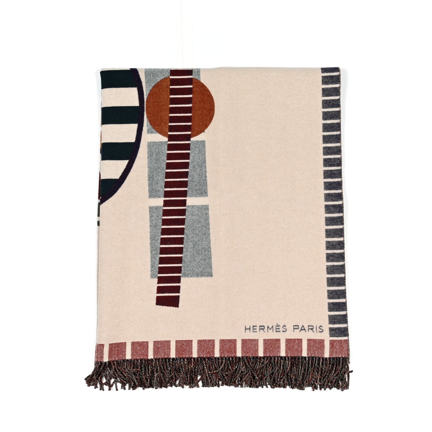 Wool Cashmere Patchwork Saddle Blanket Cannelle Grenat