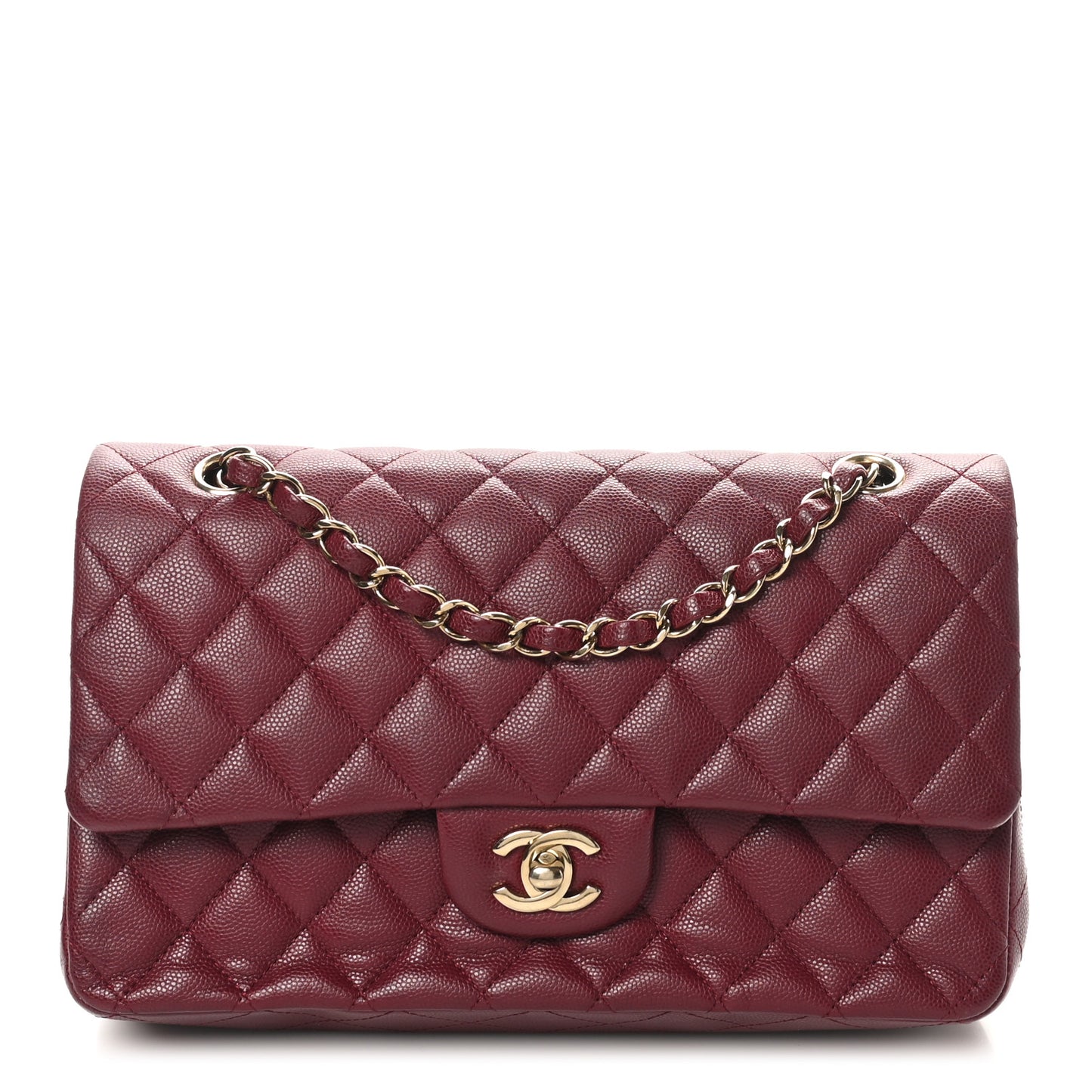 Caviar Quilted Medium Double Flap Burgundy