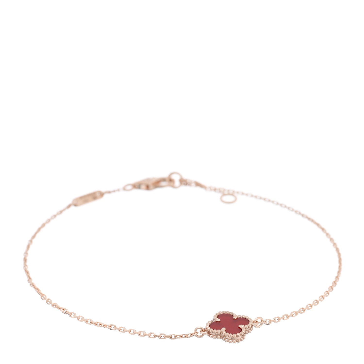 Van Cleef & Arpels 18K Rose Gold Carnelian Sweet Alhambra Bracelet 1 of 4