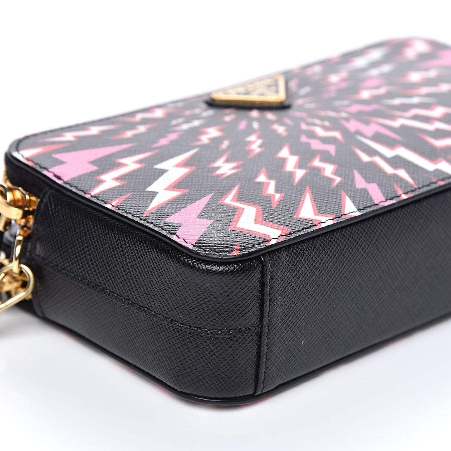 X UNIVERSAL STUDIOS Saffiano Thunder Frankenstein Mini Double Zip Chain Crossbody Bag Lacca