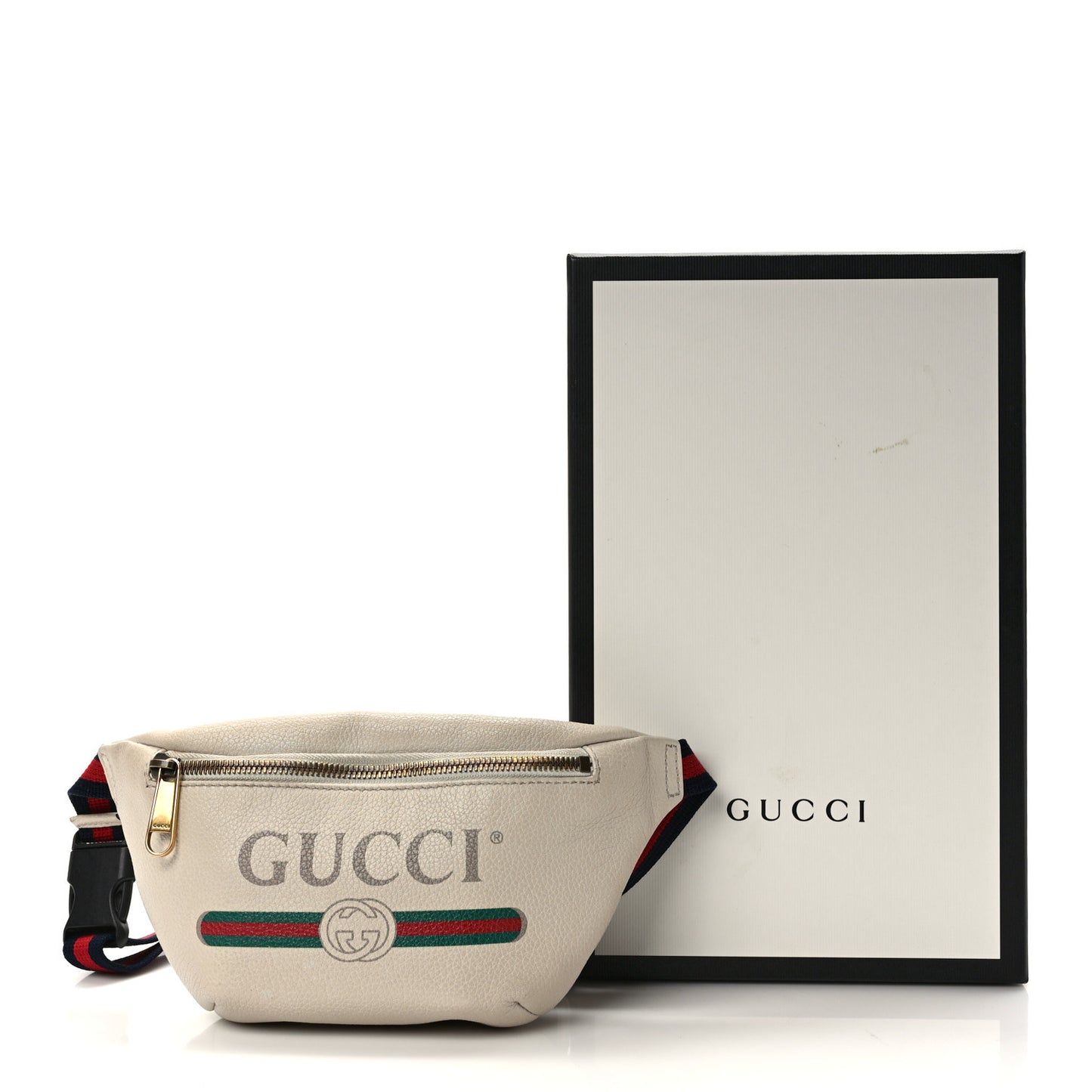Grained Calfskin Small Logo Belt Bag White