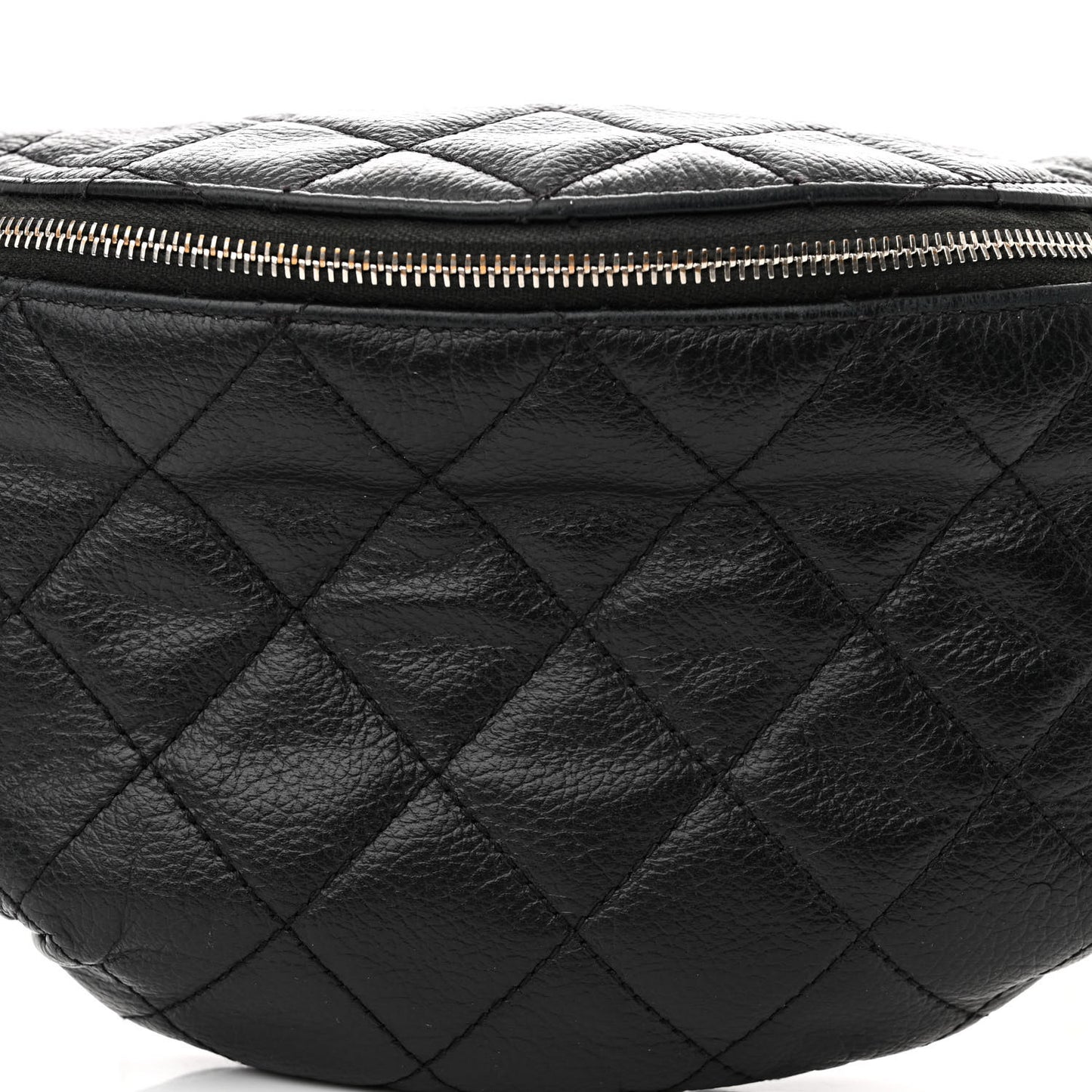 Grained Calfskin Quilted Waist Belt Bag Black