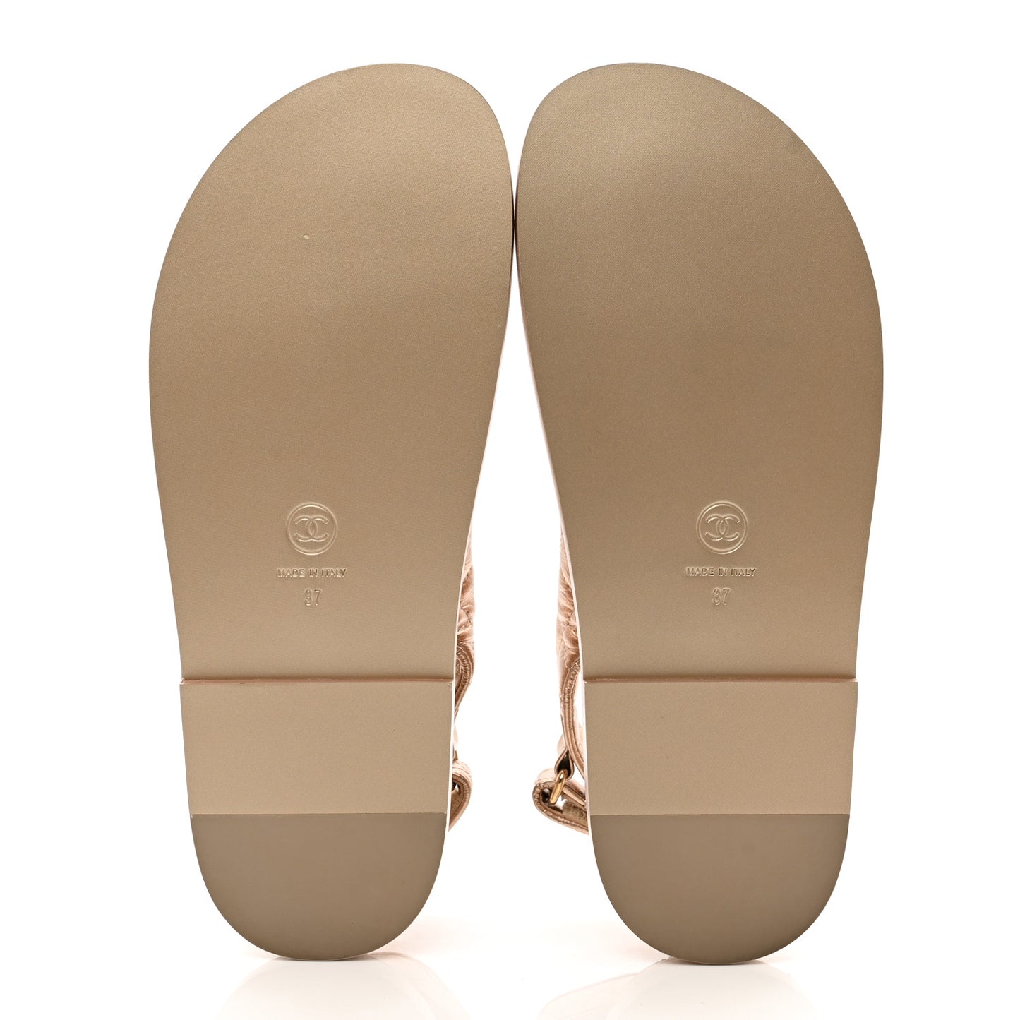 Iridescent Lambskin Quilted Velcro Dad Sandals 37 Light Bronze
