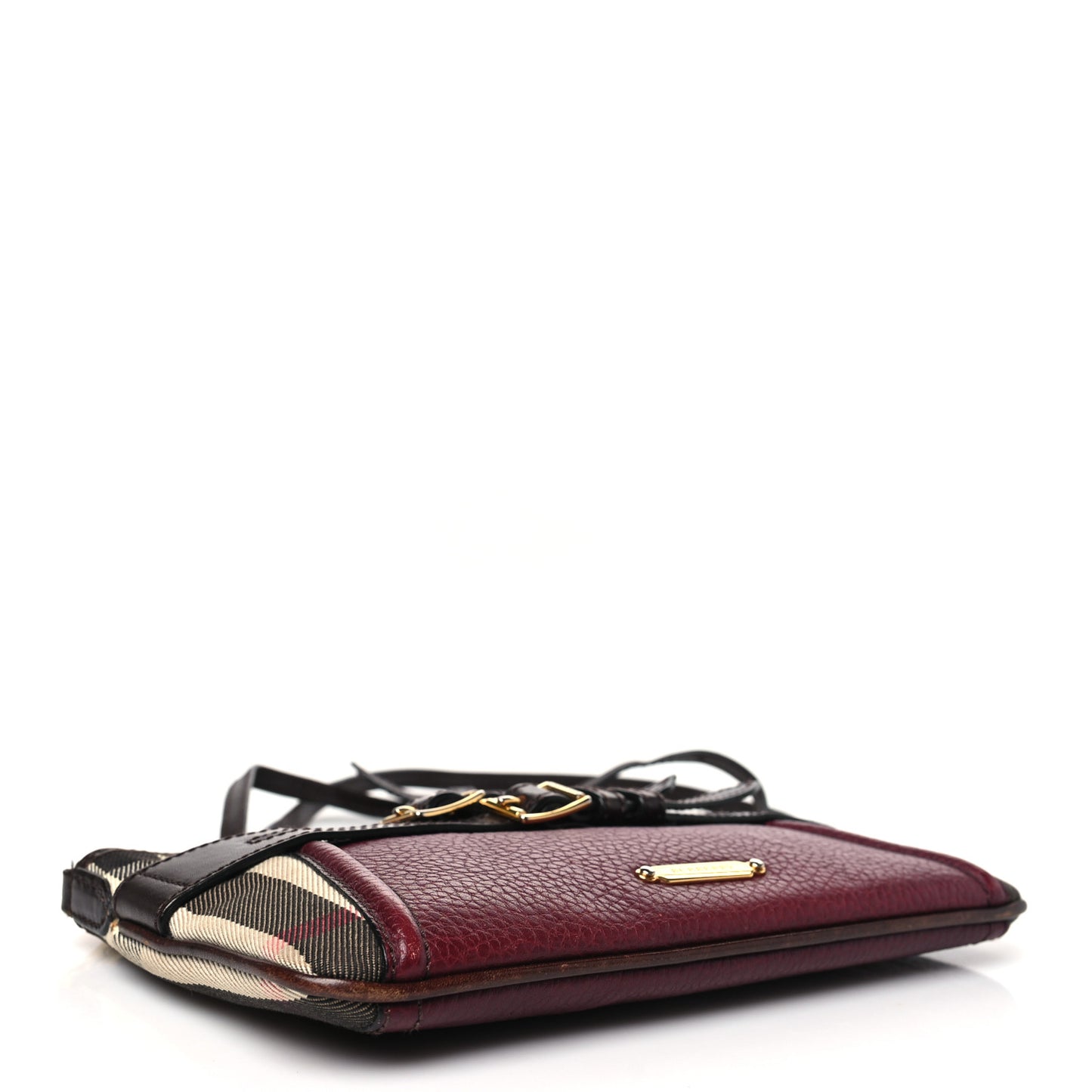 House Check Bridle Calfskin Peyton Crossbody Burgundy