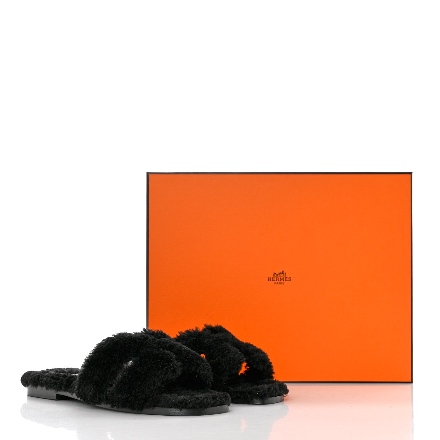 Hermes Woolskin Oran Sandals 35 Black 8 of 8