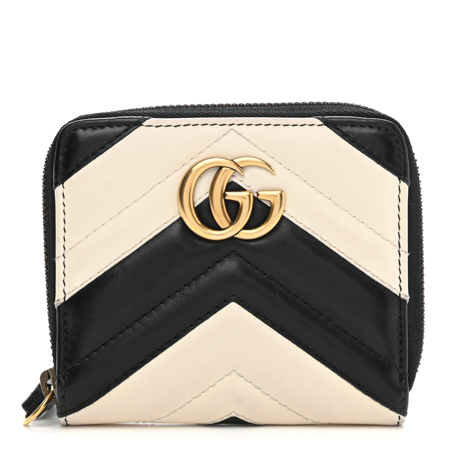 Calfskin Matelasse Small Marmont 2.0 Zip Black White