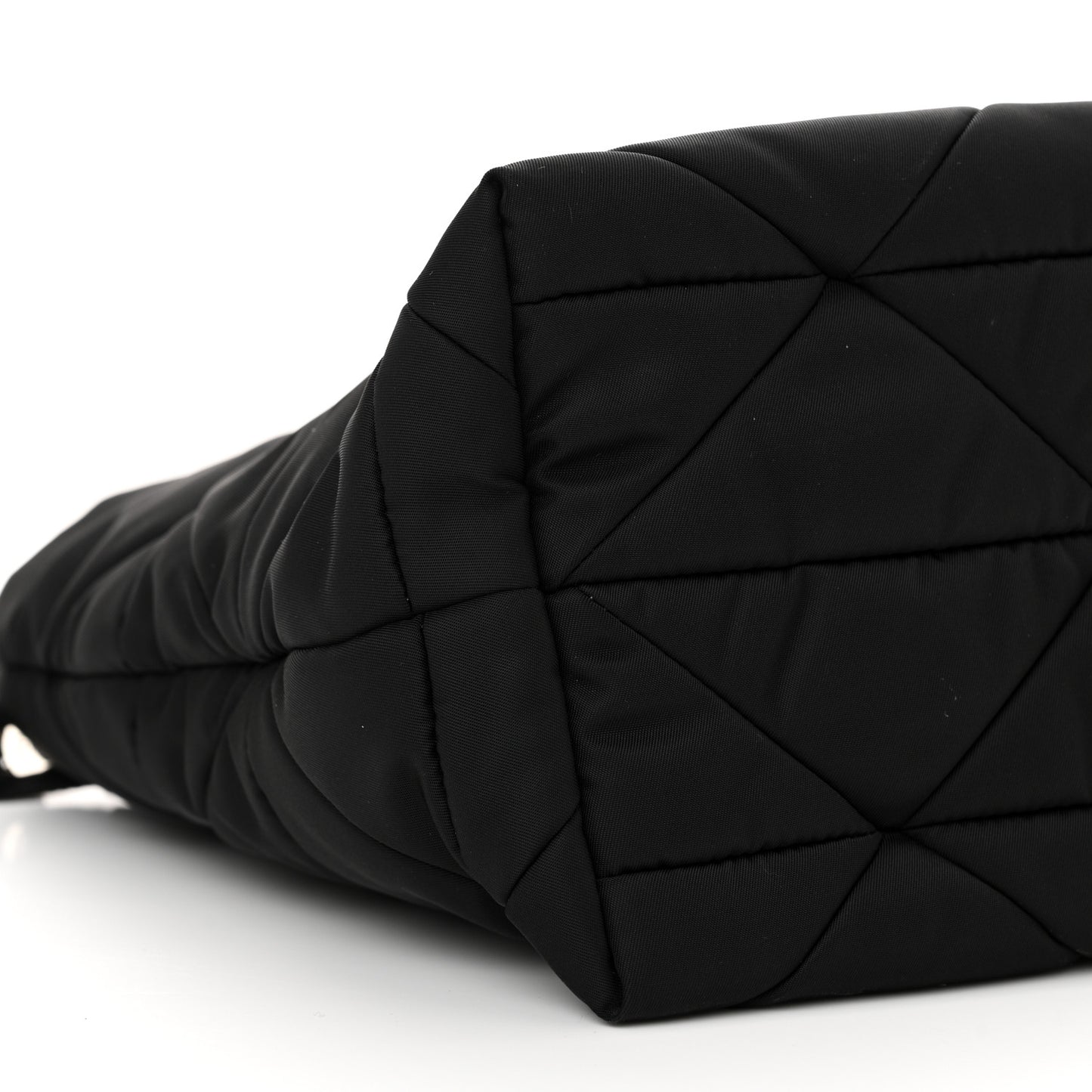 Re-Nylon Nappa Triangle Quilted Padded Double Handled Zip Pocket Tote Black