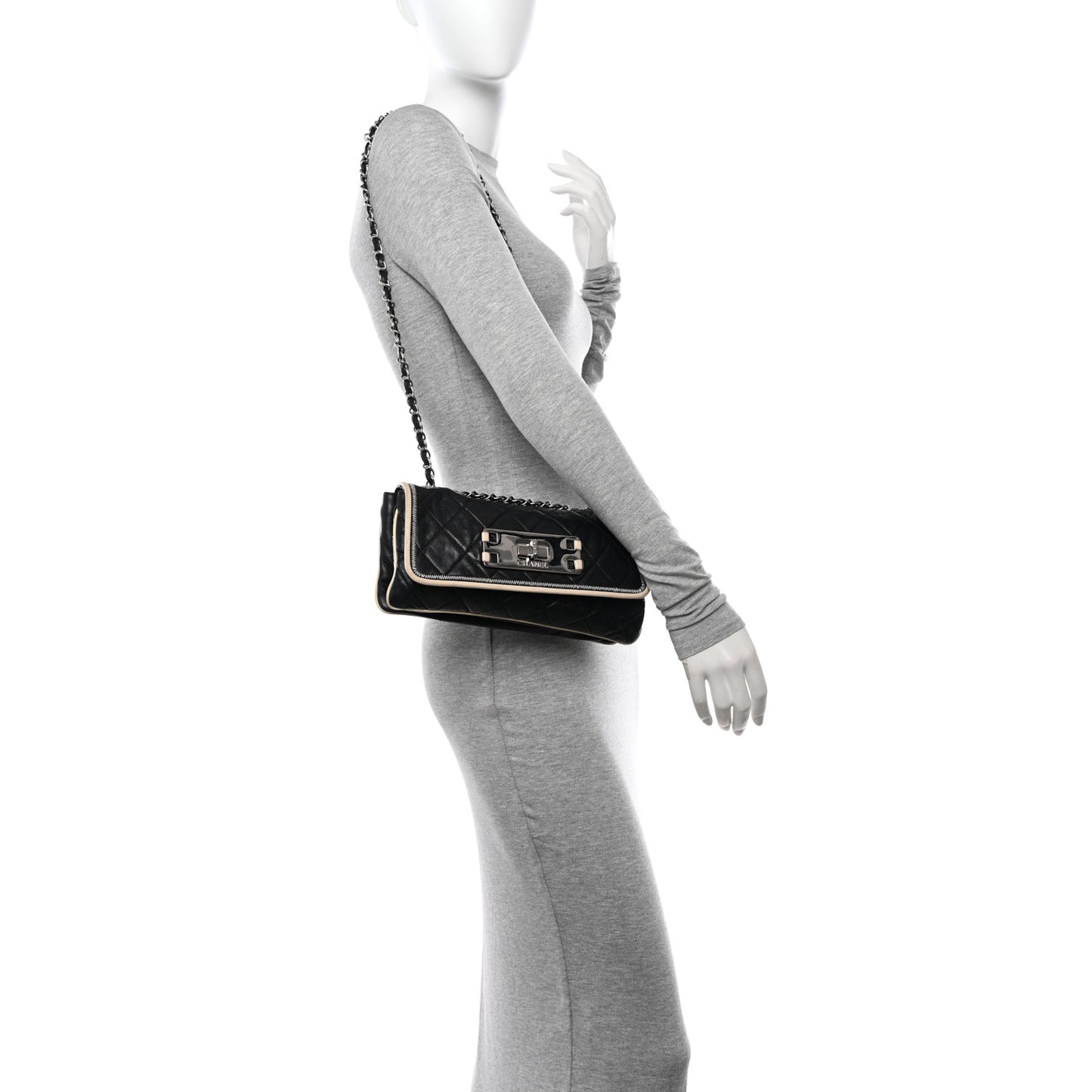 Lambskin East West Mademoiselle Flap Black