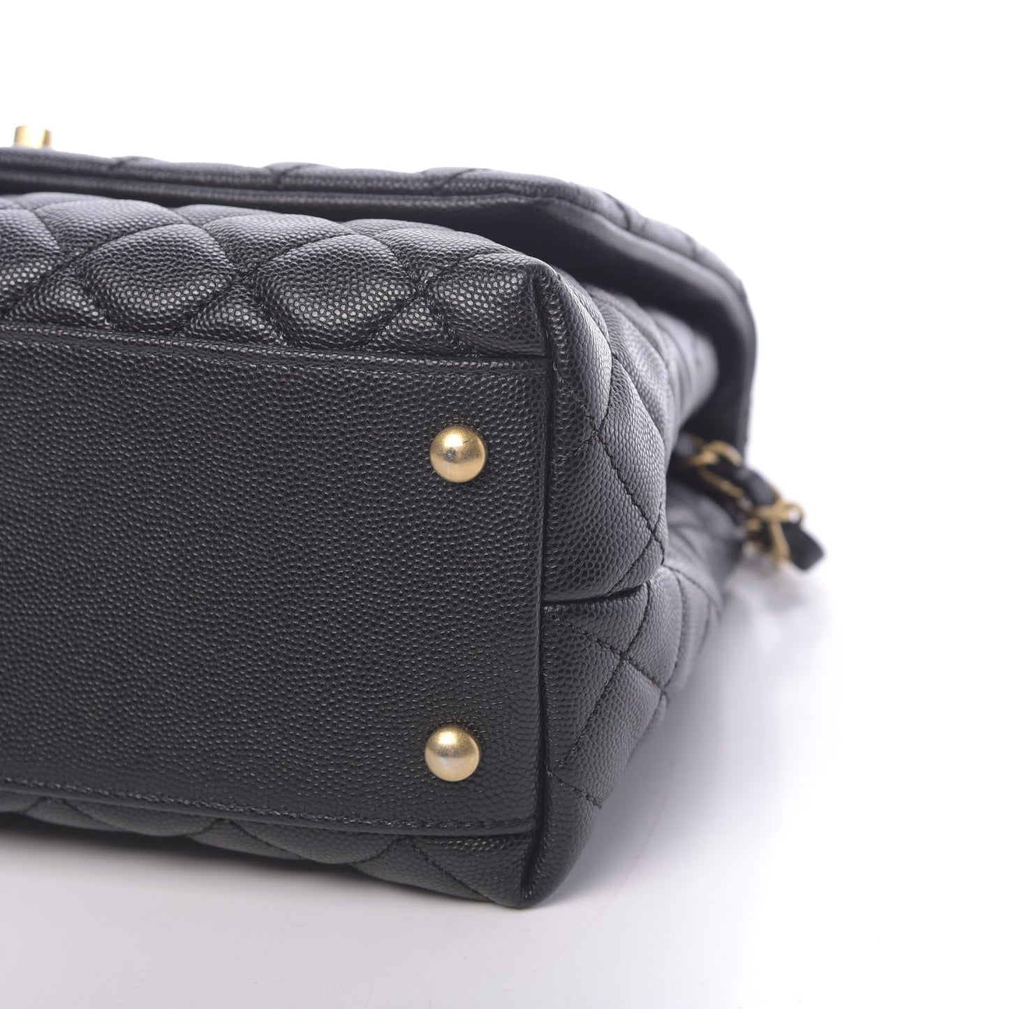 Caviar Quilted Small Coco Handle Flap Black