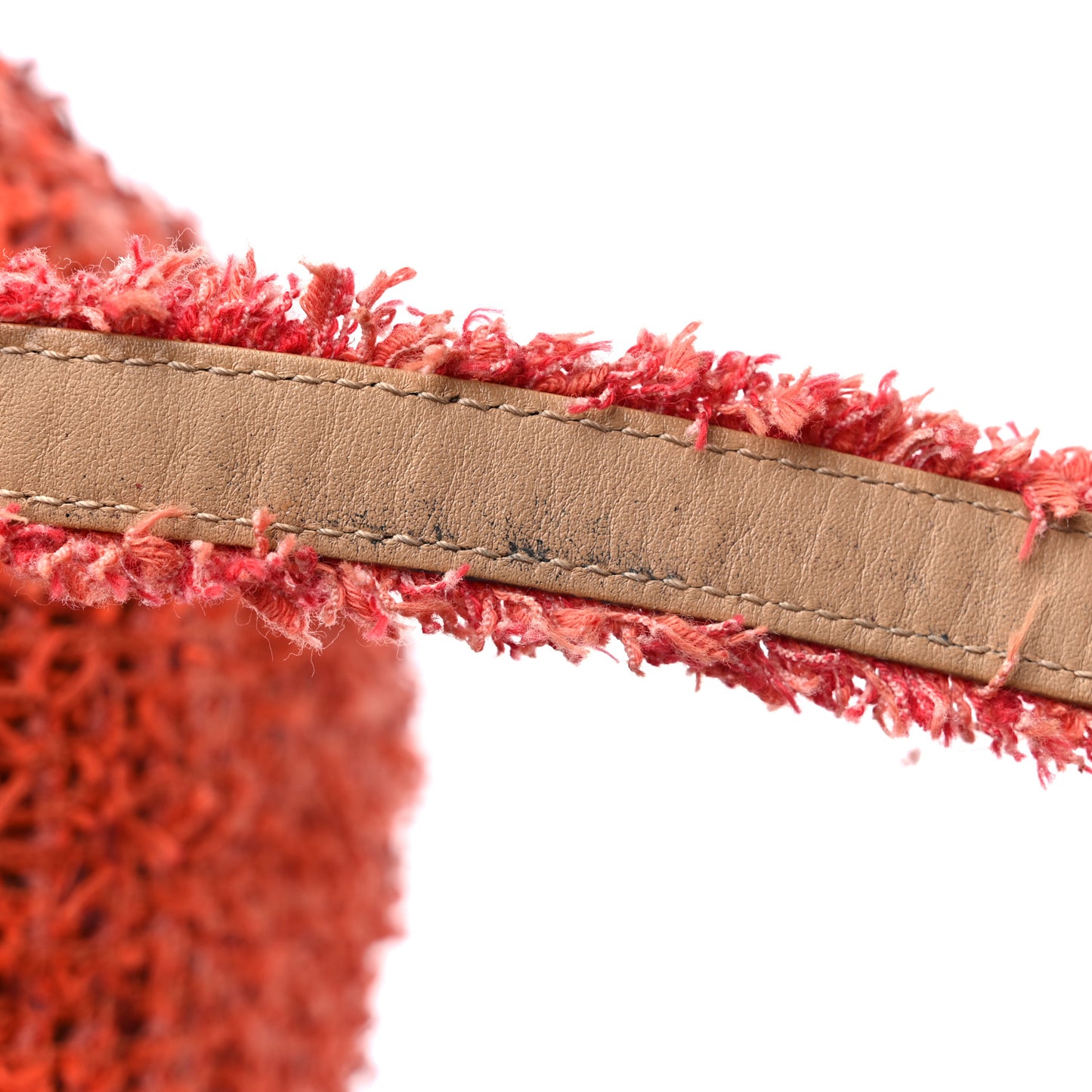 Tweed Sequins Embroidered Cubano Trip Backpack Orange Coral
