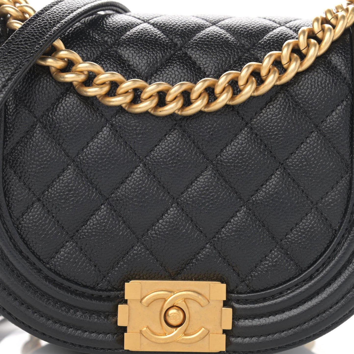 Caviar Quilted Small Boy Messenger Bag Black