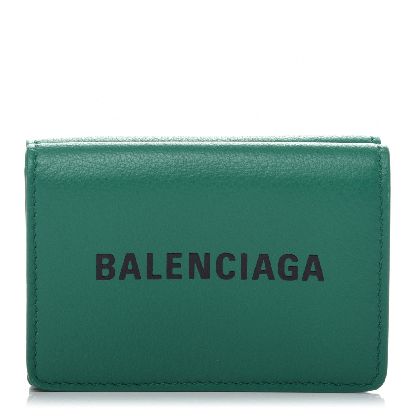 Smooth Calfskin Double Sided Logo Mini Everyday Wallet Green Black